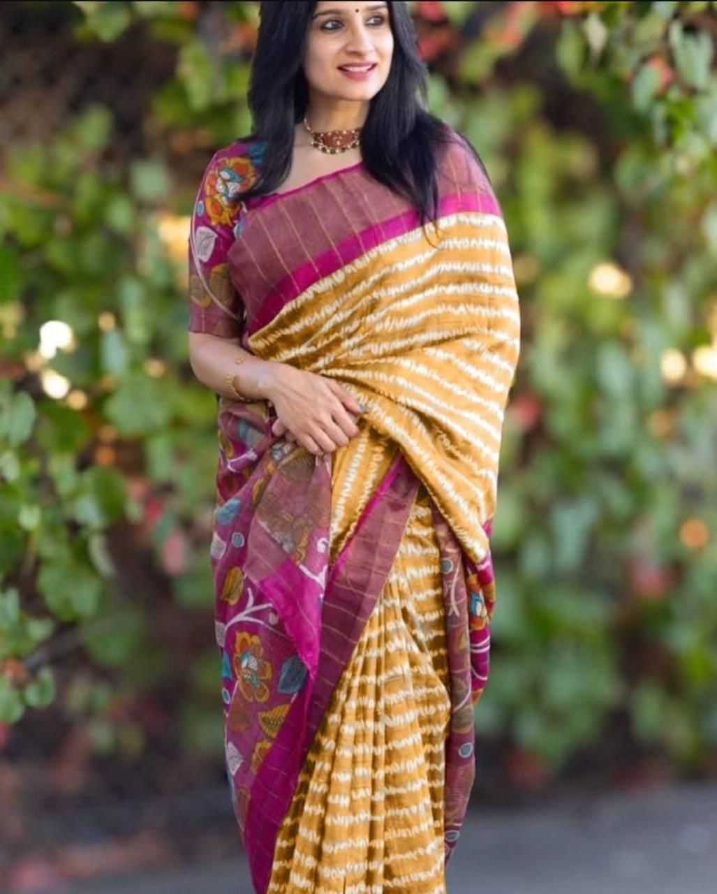 Anika Tussar Silk Printed Saree