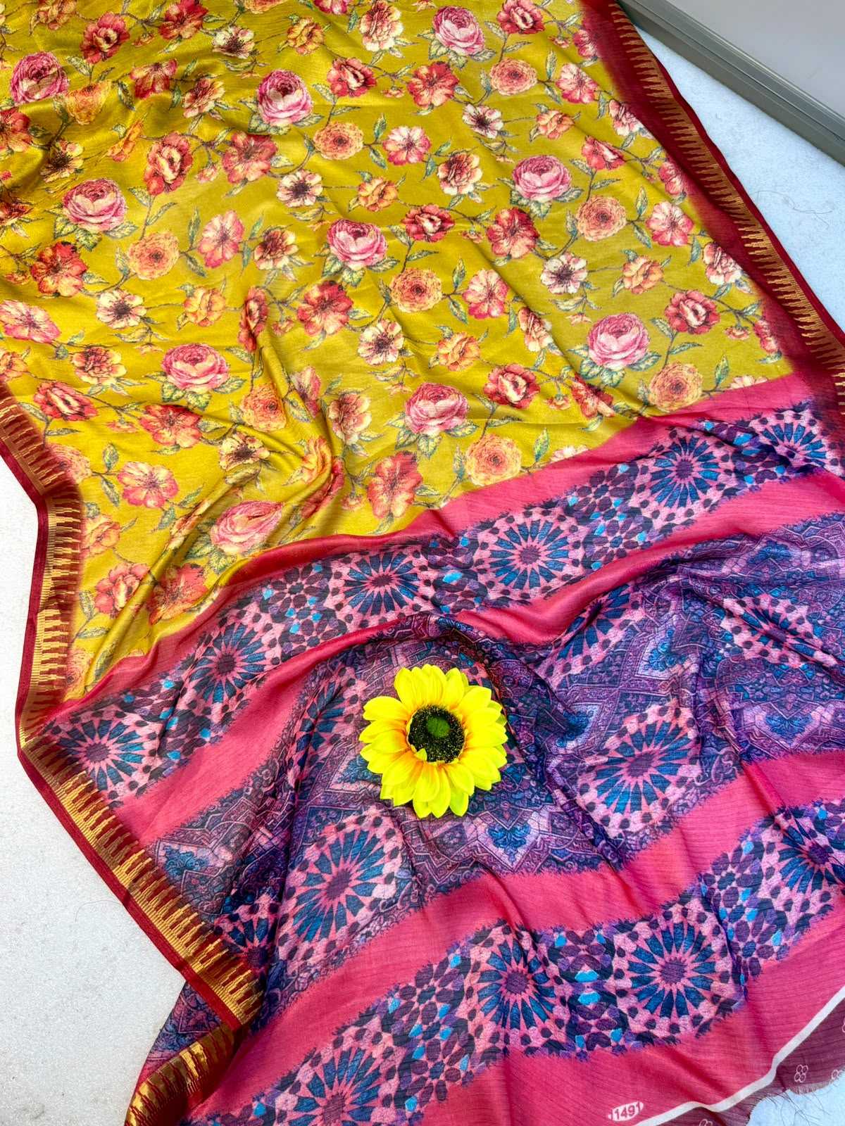 Aarna Dull Moss Designer Saree