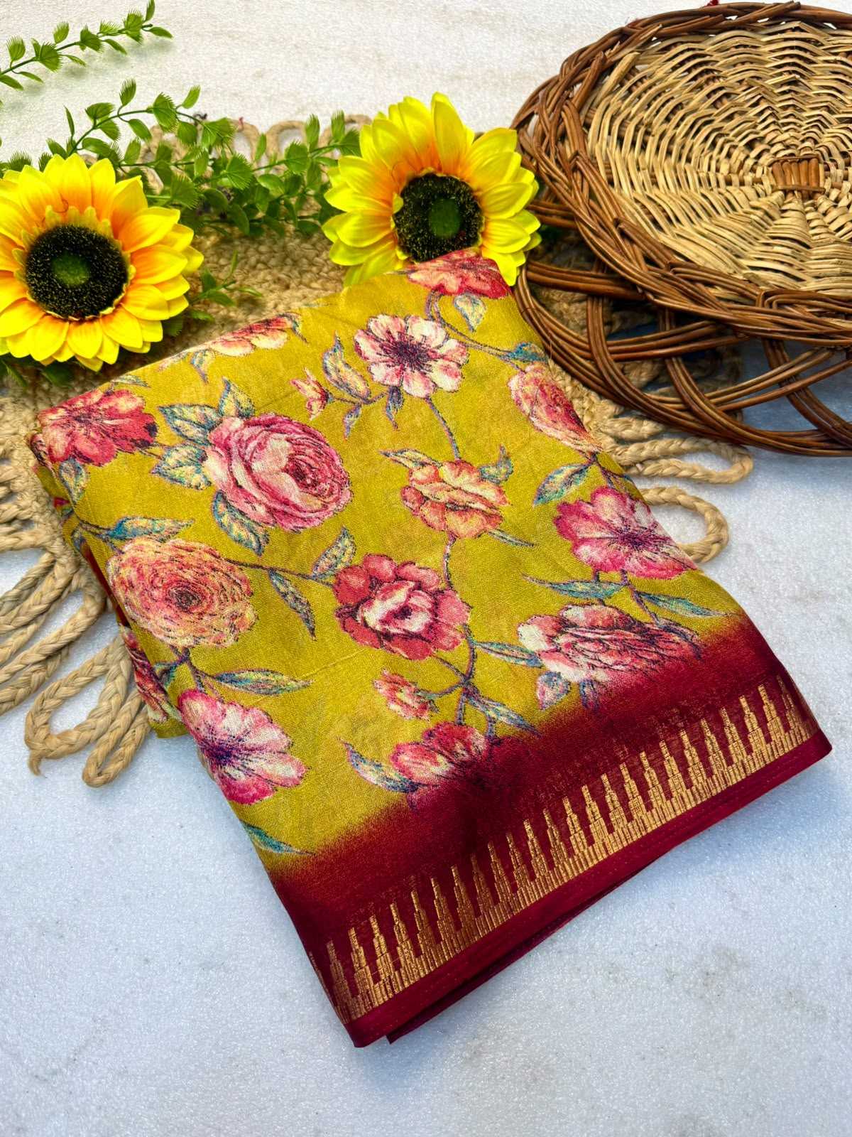 Aarna Dull Moss Designer Saree