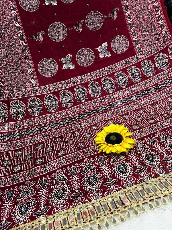 Gajji Silk Ajrakh Saree