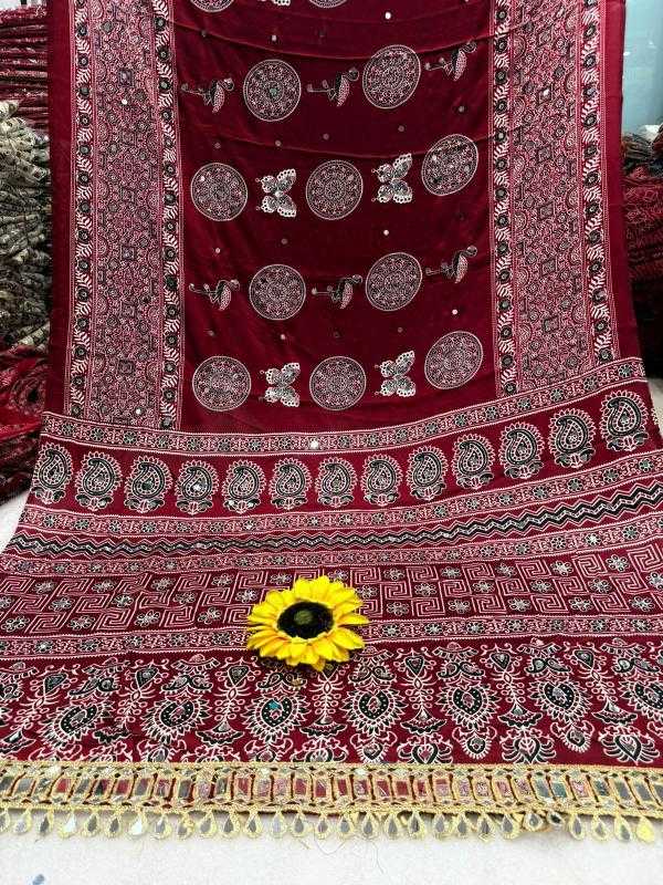 Gajji Silk Ajrakh Saree