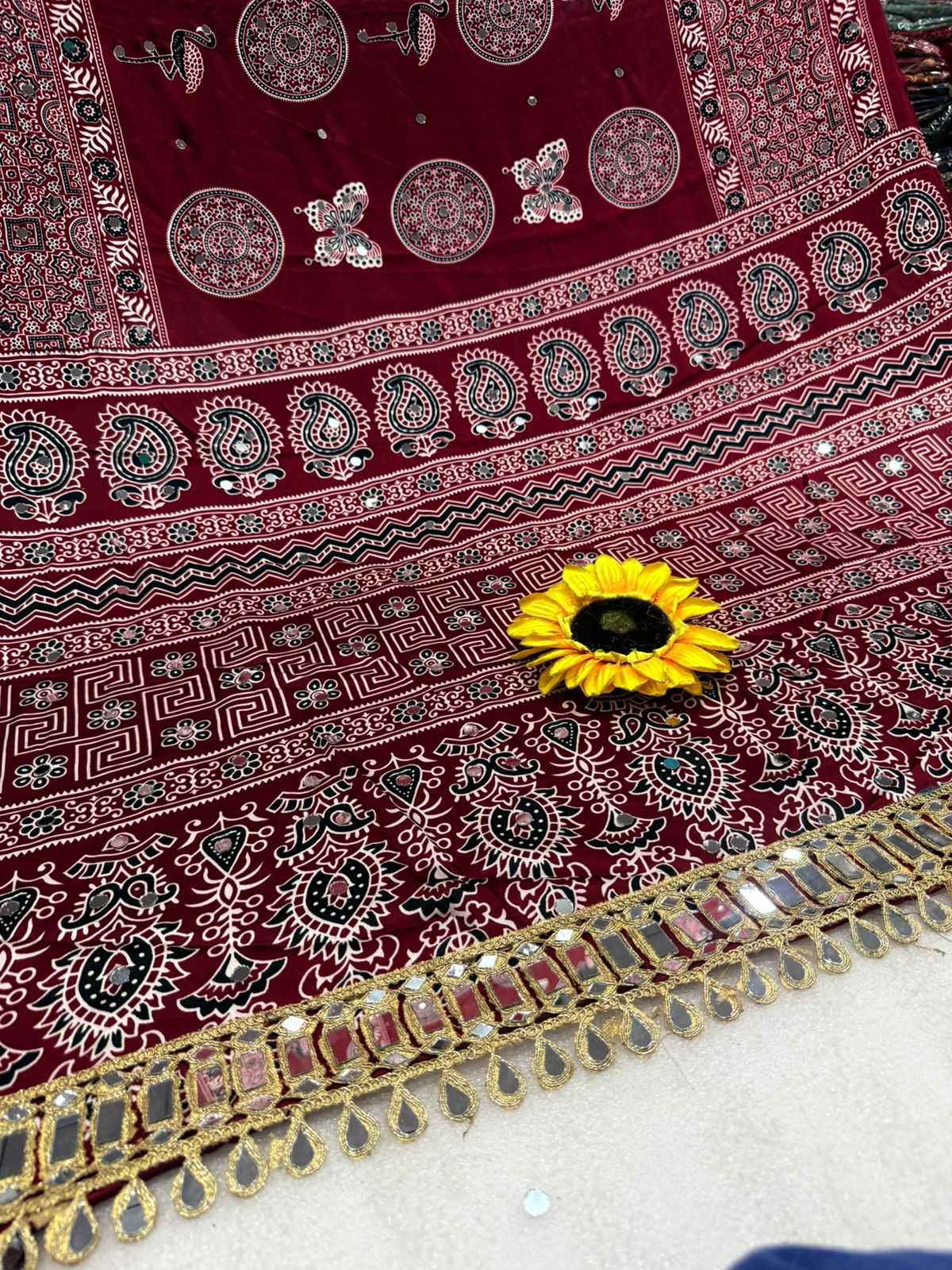 Gajji Silk Ajrakh Saree
