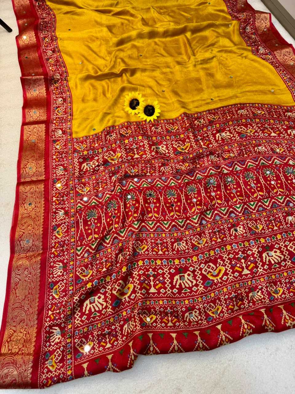 Viscose Mirror Work Saree