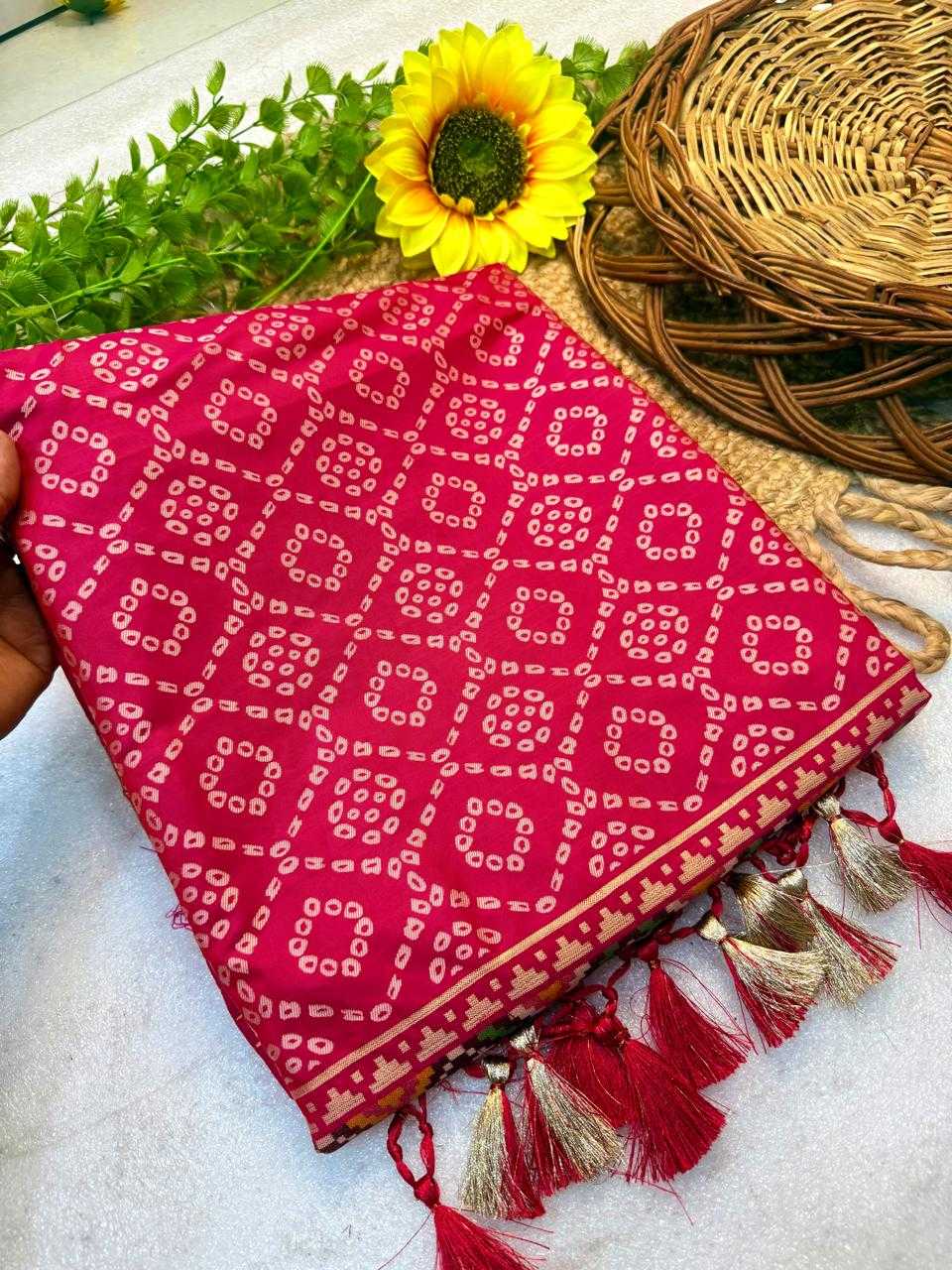 Anya Banarasi Soft Silk Saree in Rani