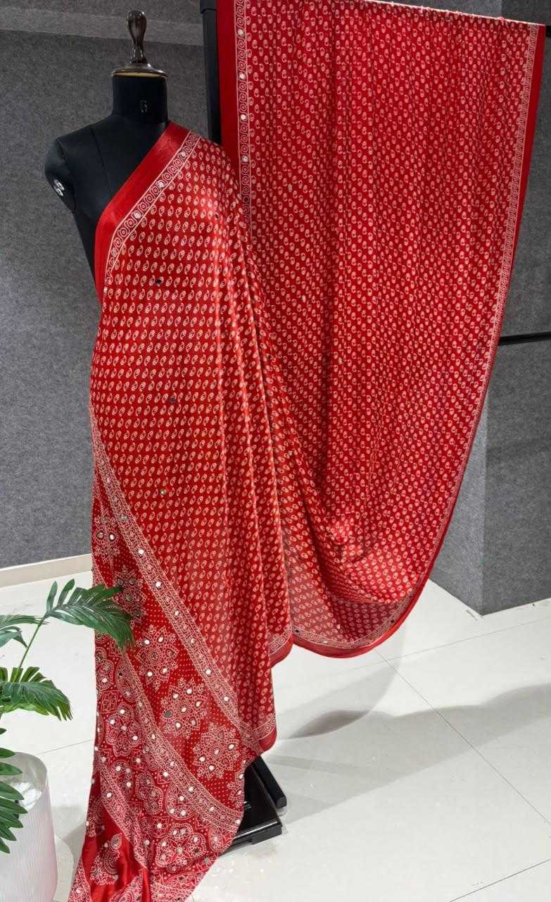 Gajji Silk Mirror Work Saree