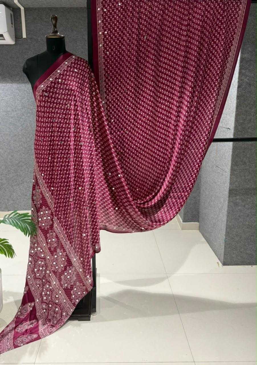 Gajji Silk Mirror Work Saree