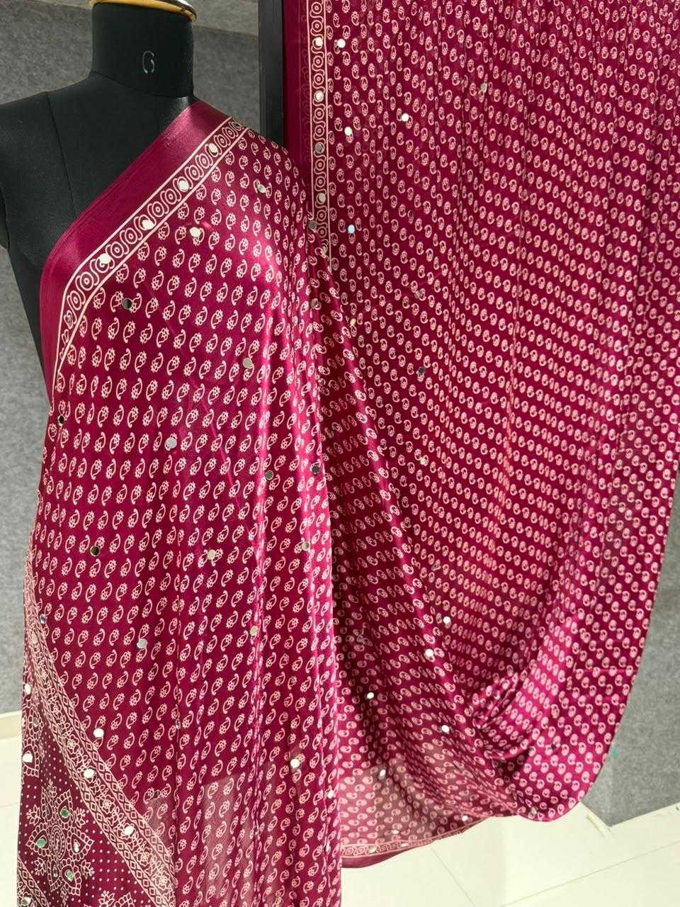 Gajji Silk Mirror Work Saree
