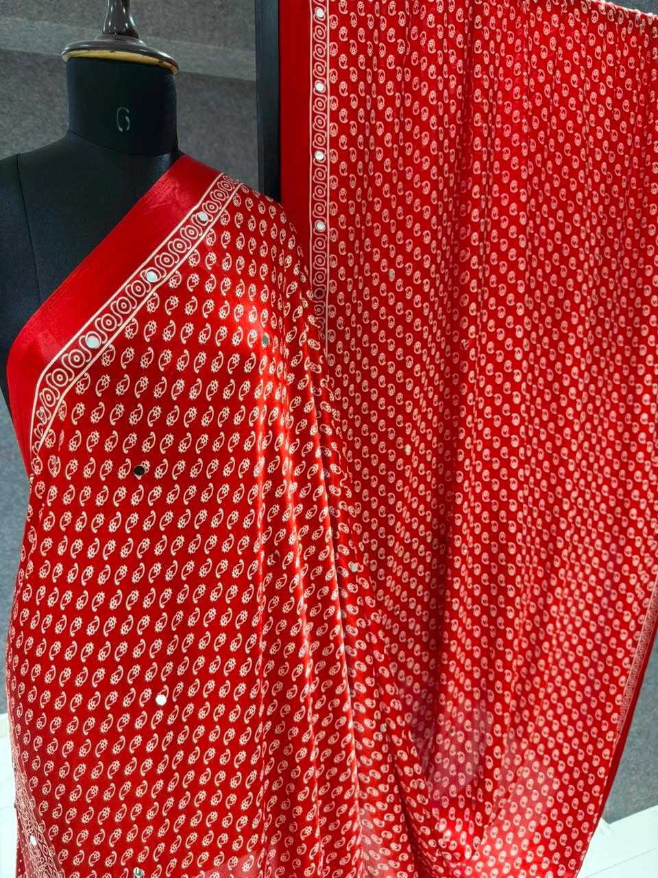 Gajji Silk Mirror Work Saree