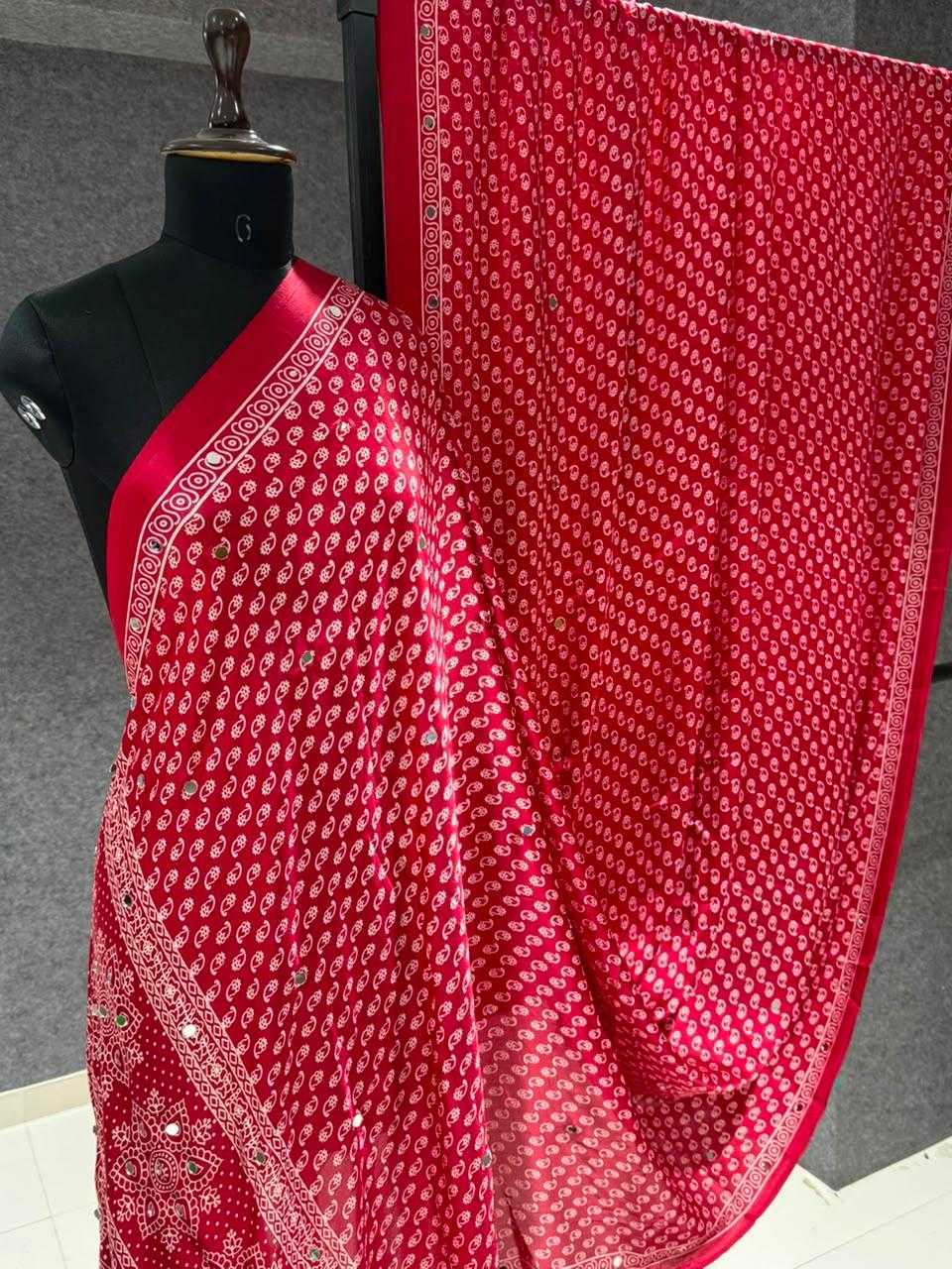 Gajji Silk Mirror Work Saree