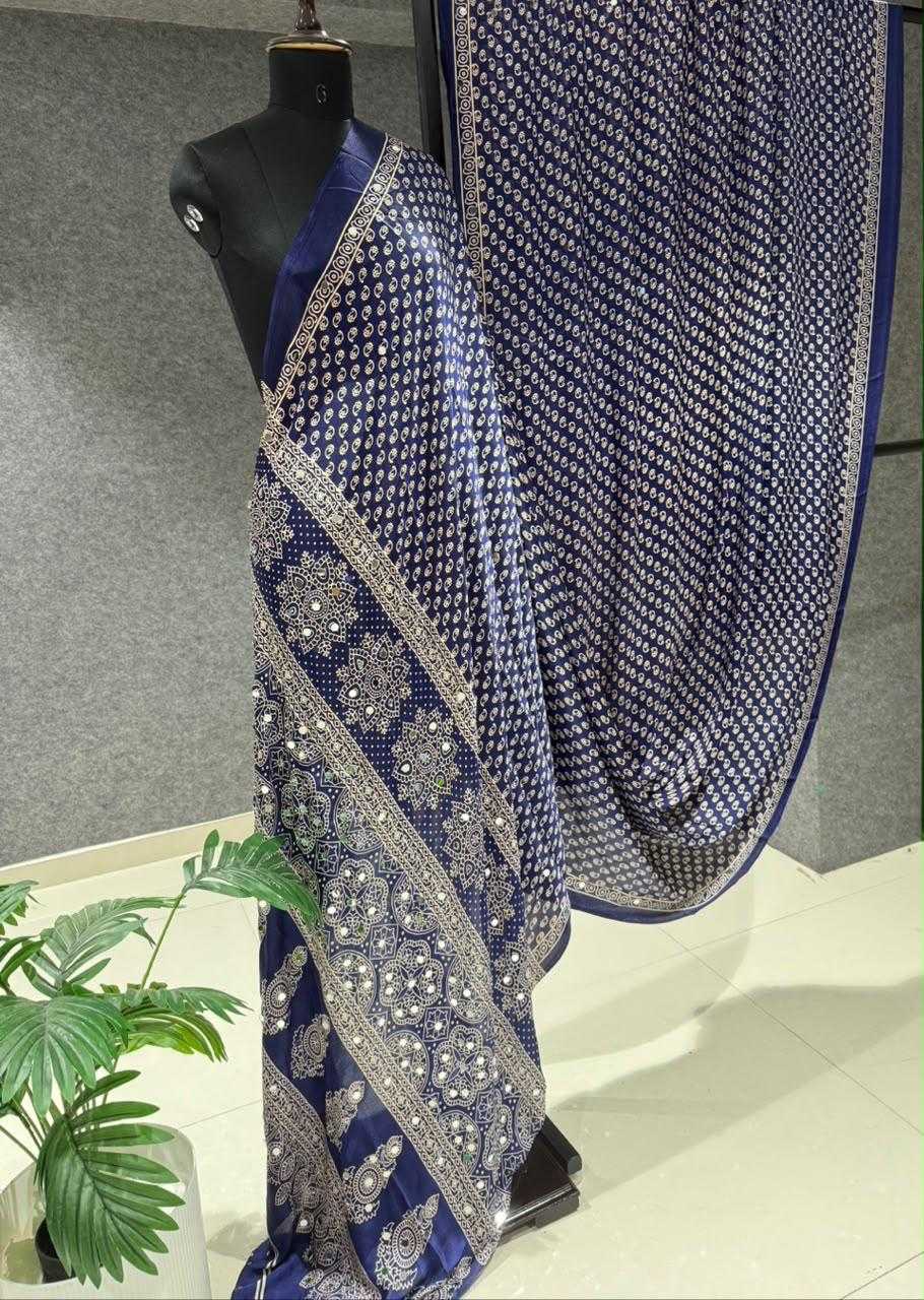 Gajji Silk Mirror Work Saree