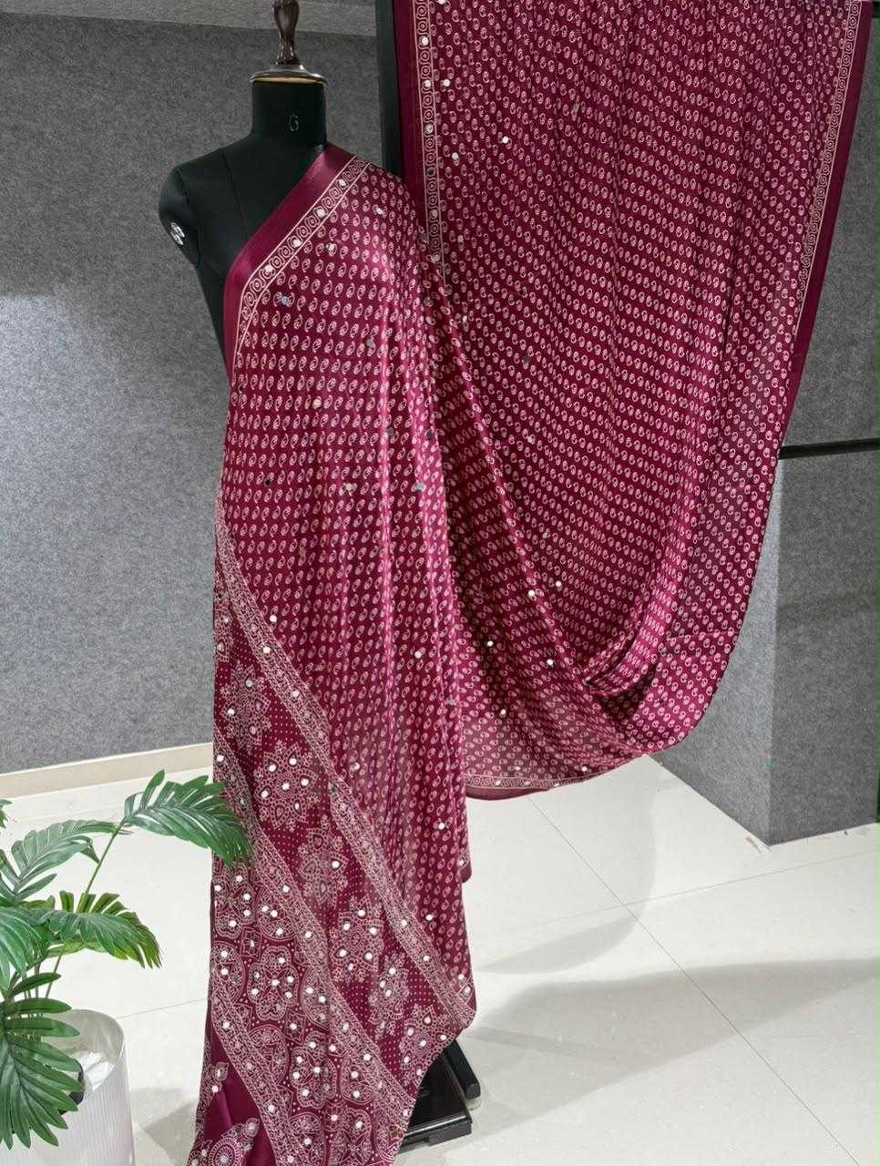 Gajji Silk Mirror Work Saree