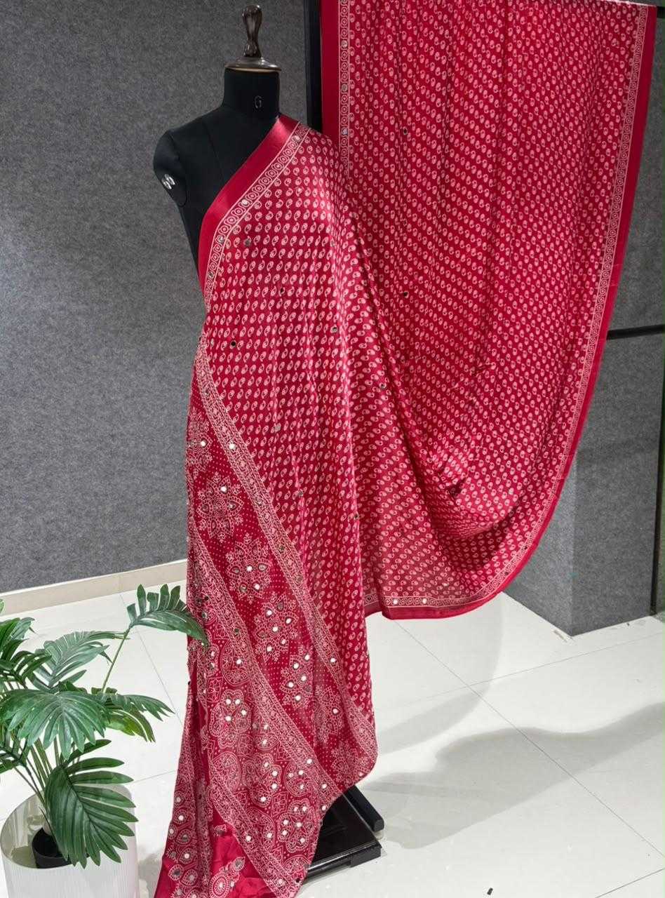 Gajji Silk Mirror Work Saree