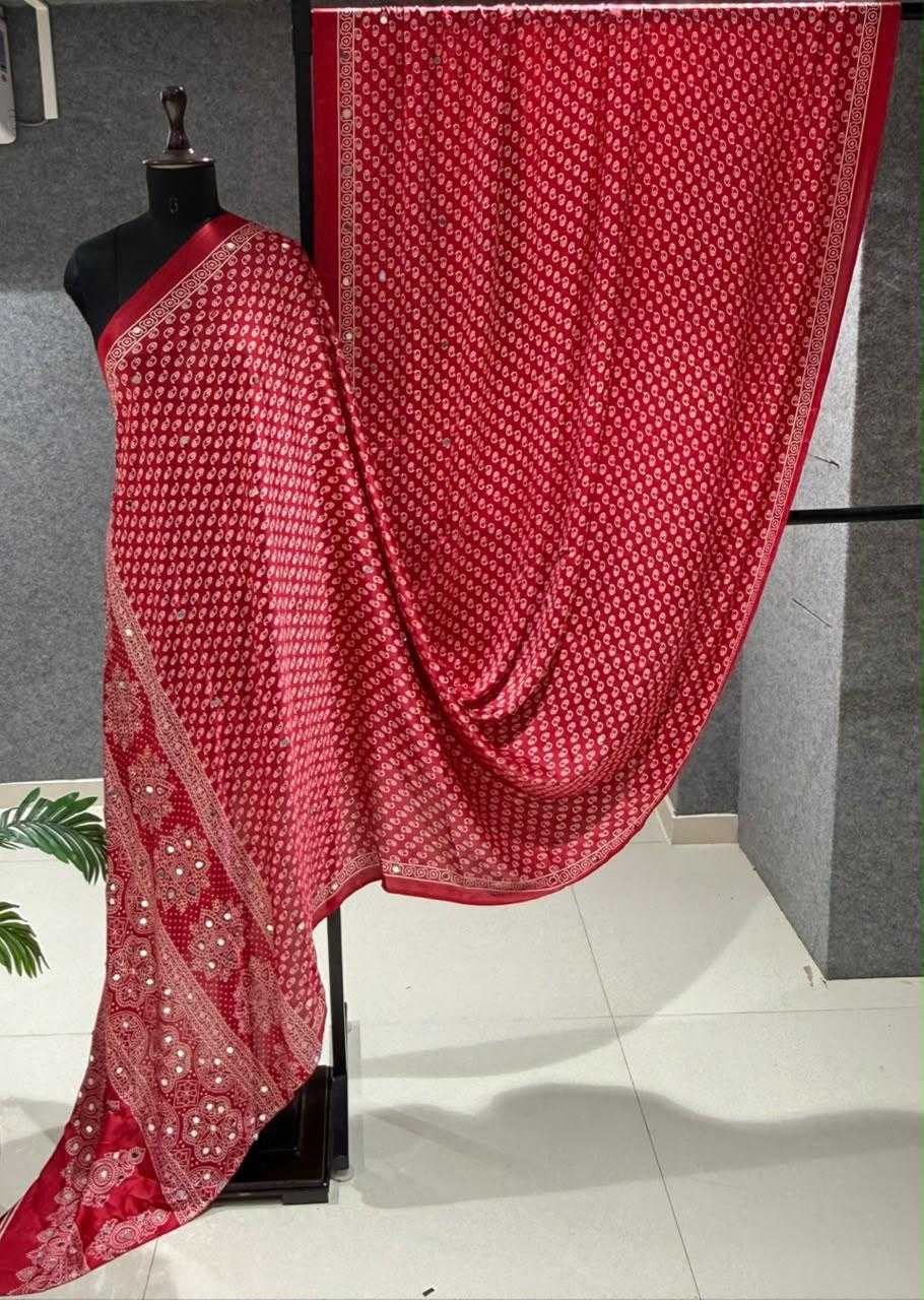 Gajji Silk Mirror Work Saree