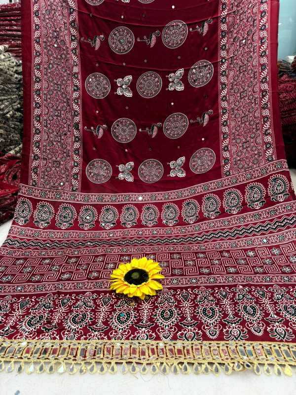 Gajji Silk Ajrakh Saree