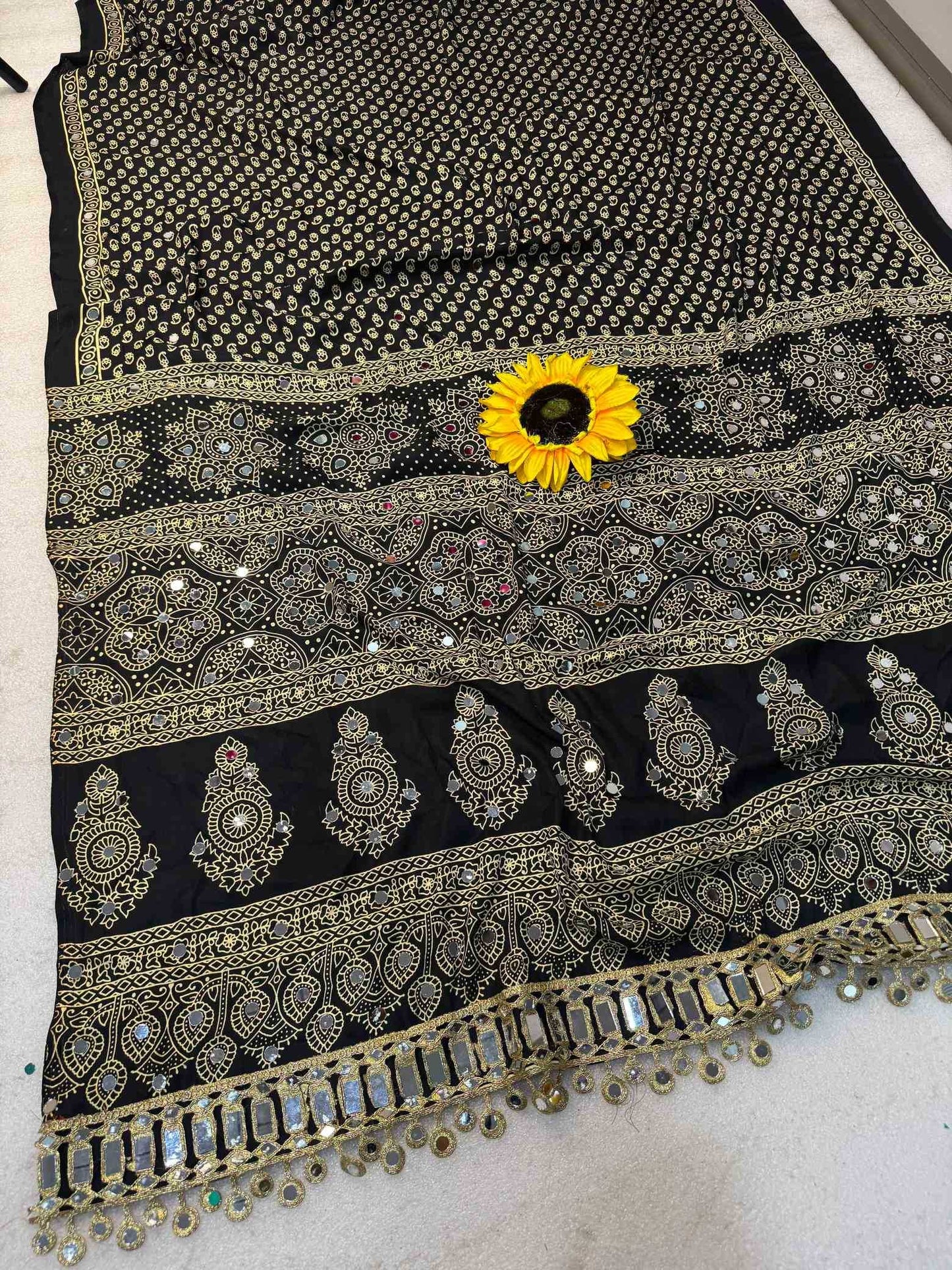 Gajji Silk Ajrakh Saree