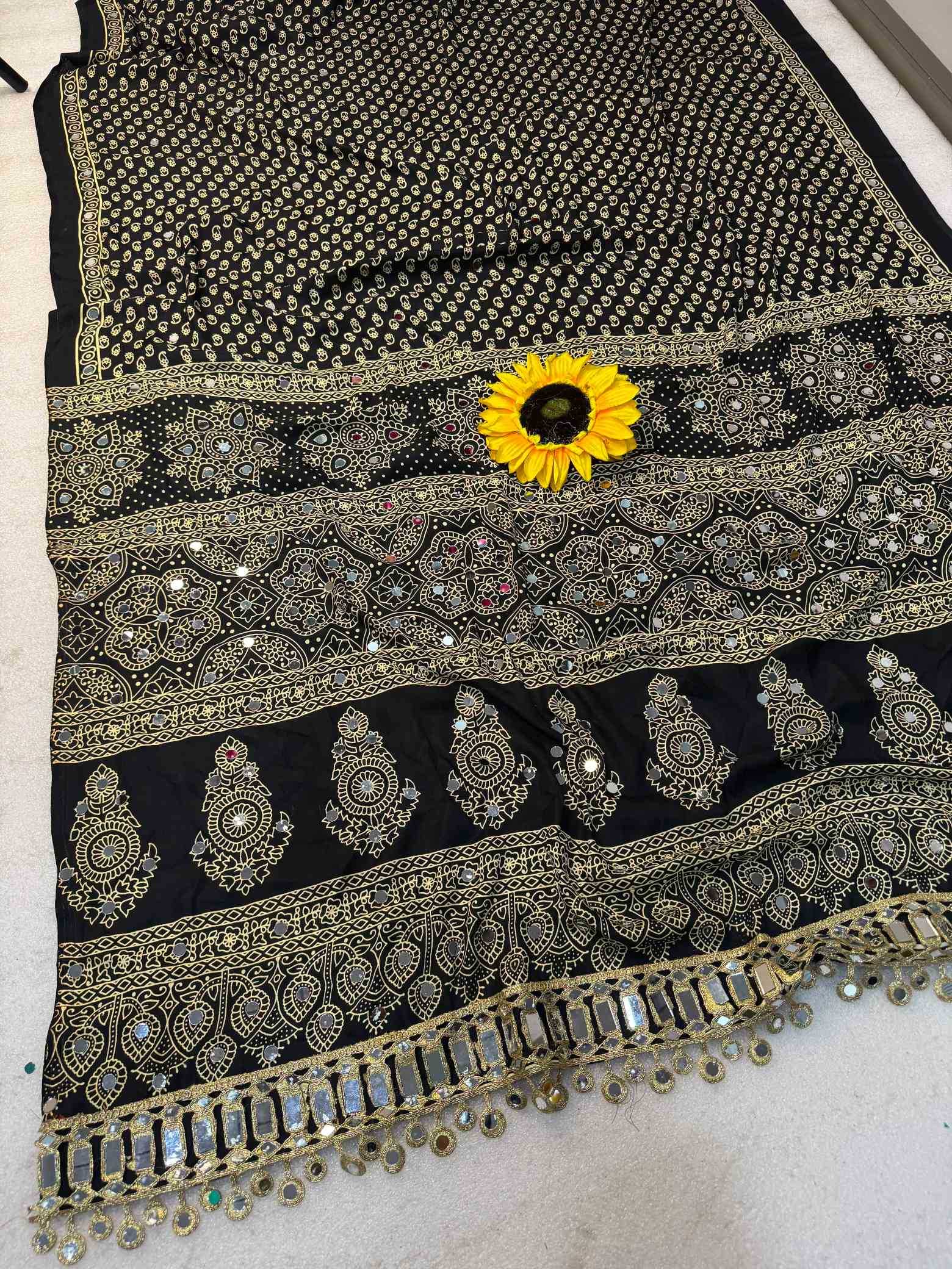 Gajji Silk Ajrakh Saree