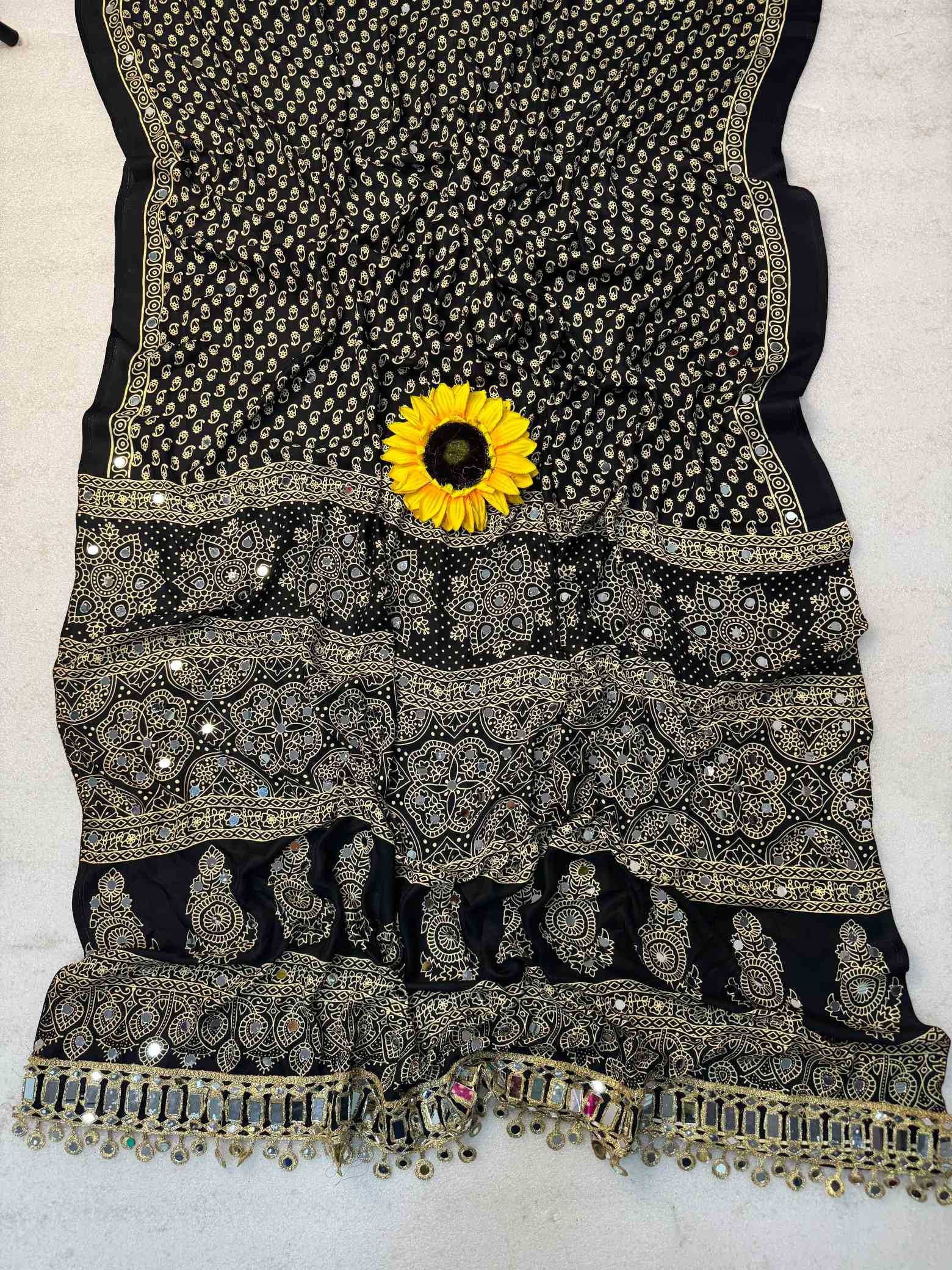Gajji Silk Ajrakh Saree