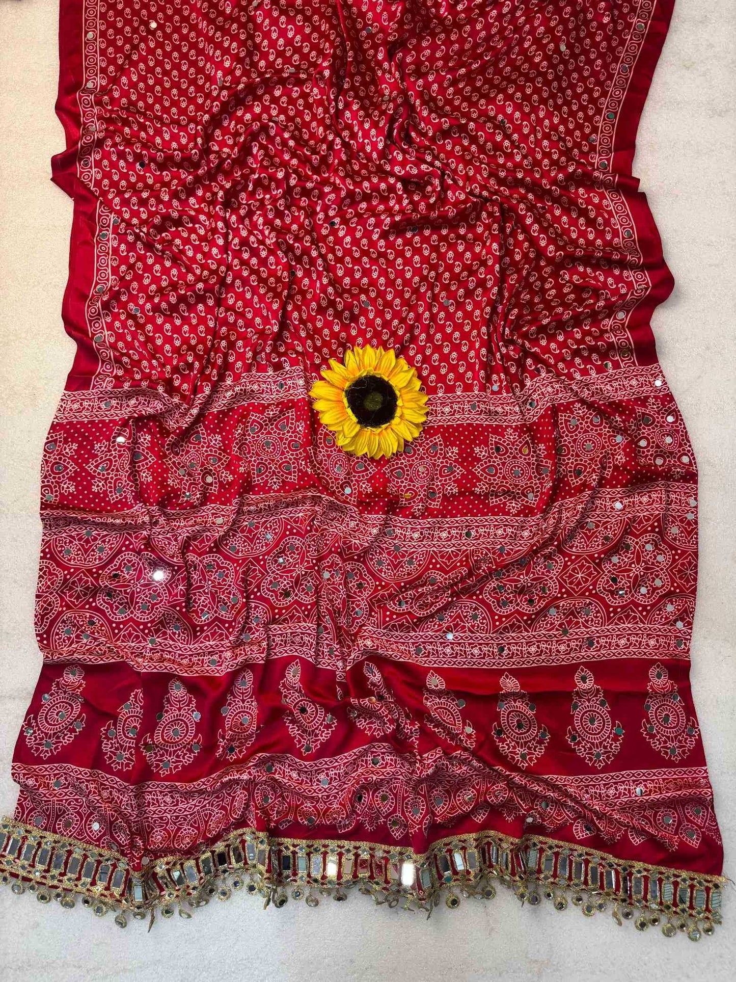 Gajji Silk Ajrakh Saree