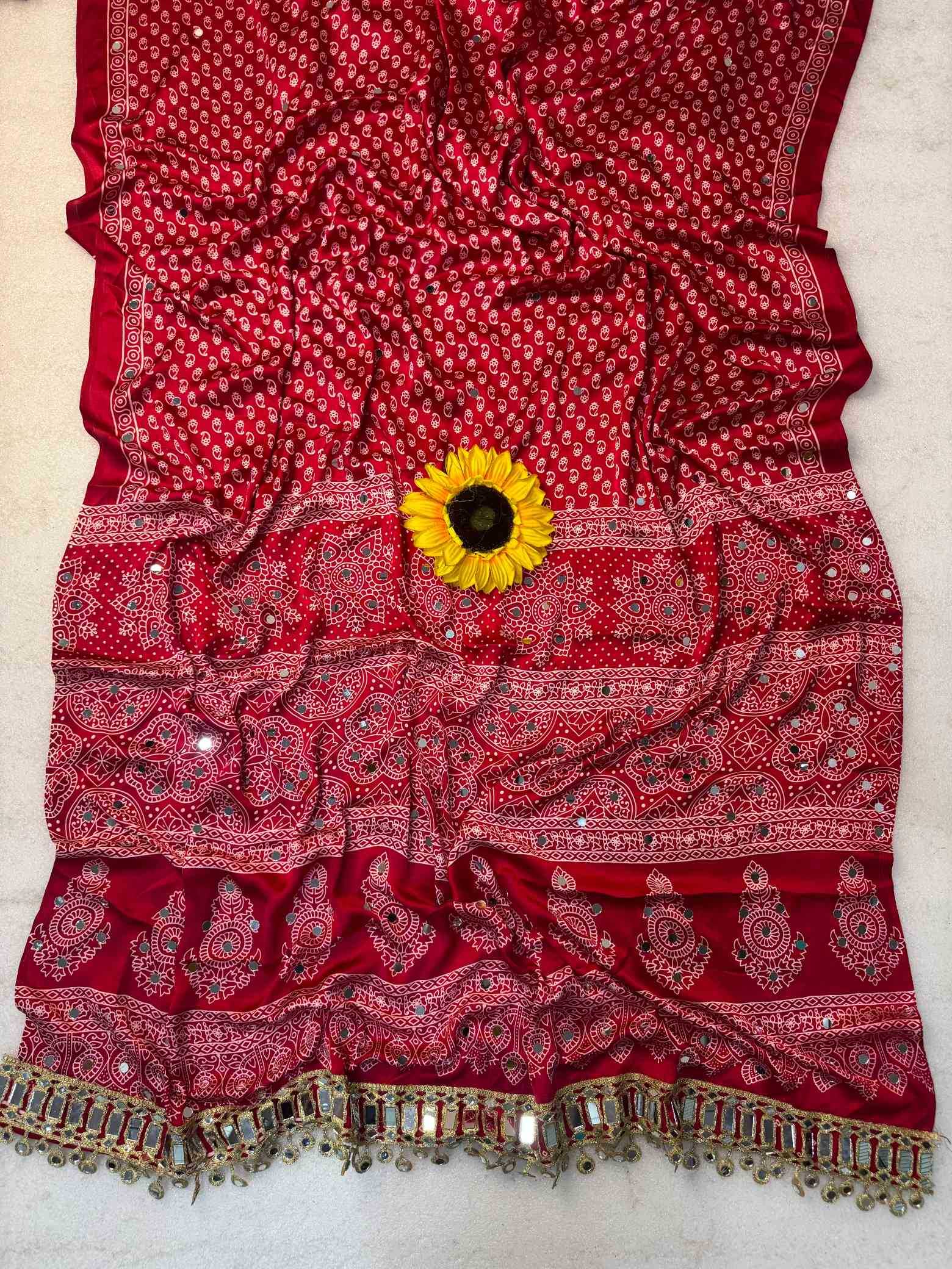 Gajji Silk Ajrakh Saree