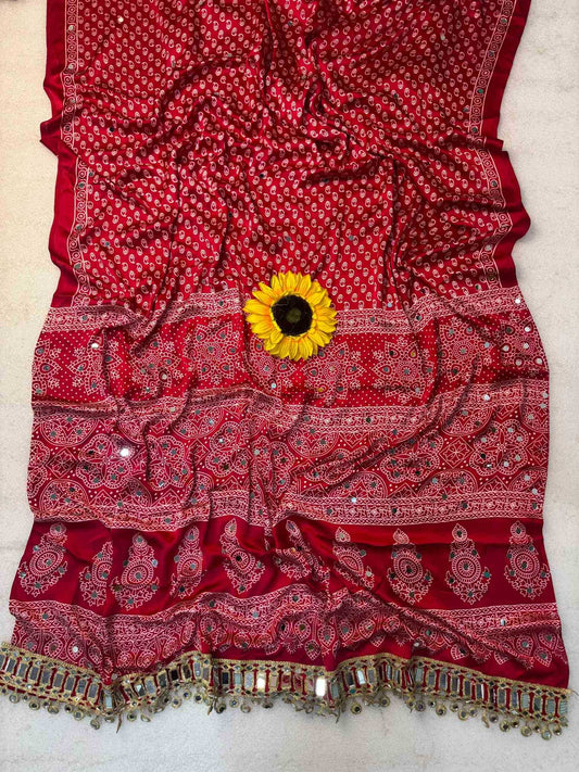 Gajji Silk Ajrakh Saree