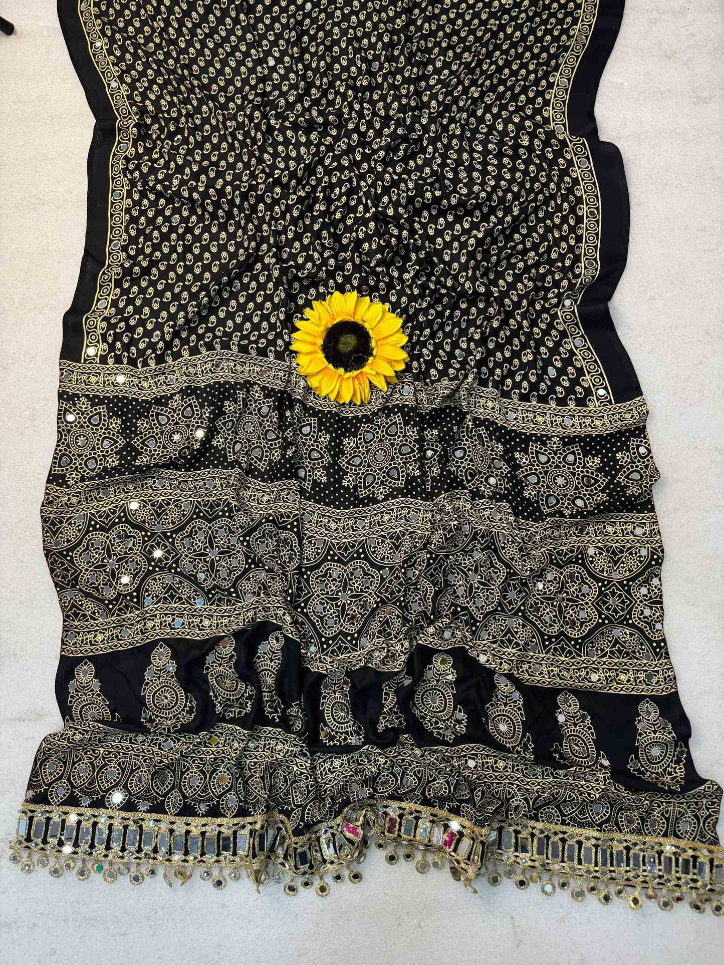 Gajji Silk Ajrakh Saree