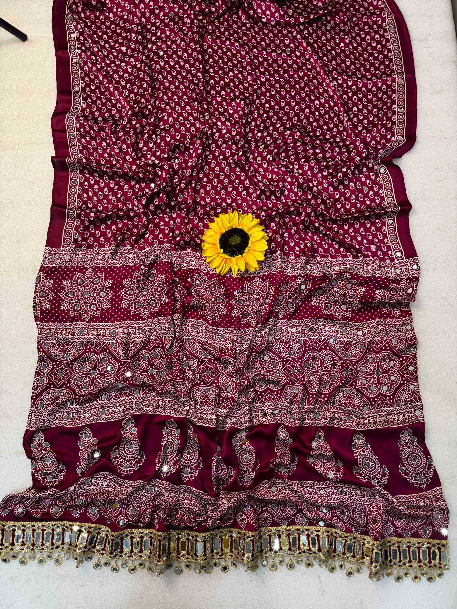 Gajji Silk Ajrakh Saree