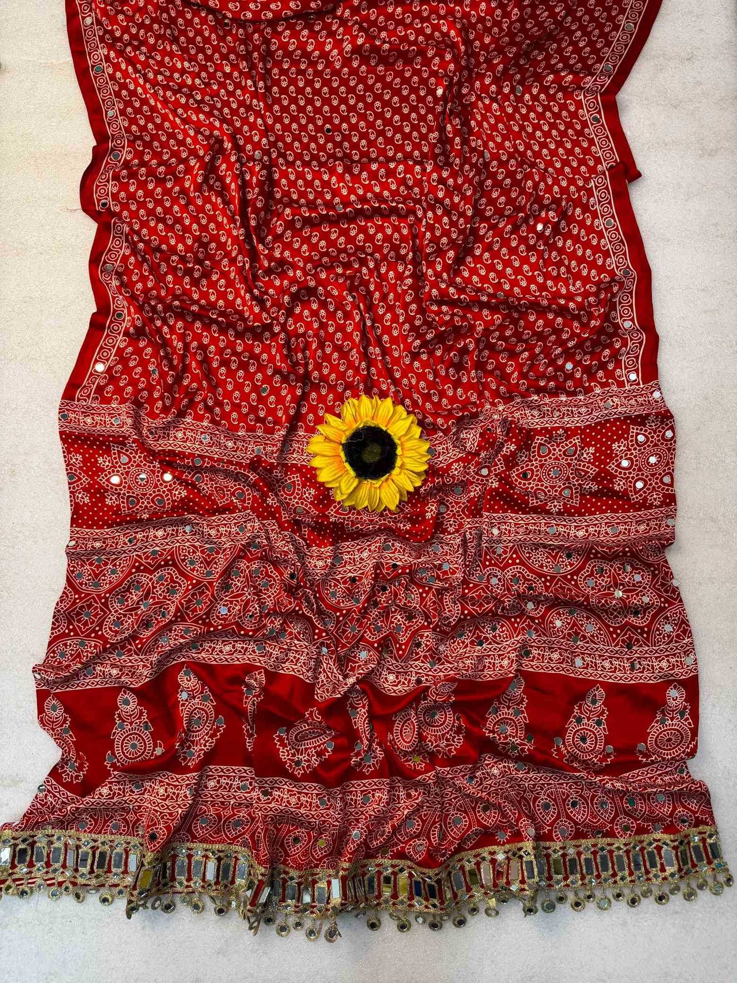 Gajji Silk Ajrakh Saree
