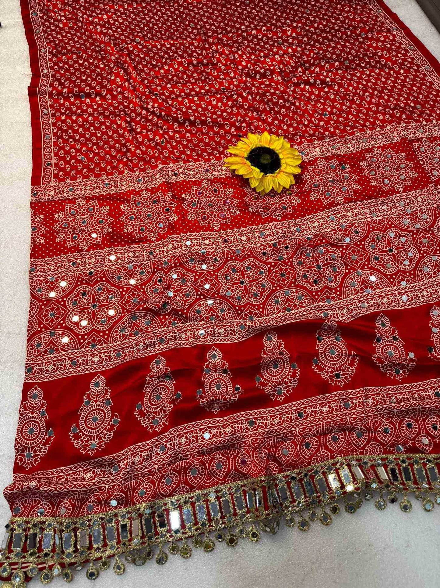 Gajji Silk Ajrakh Saree