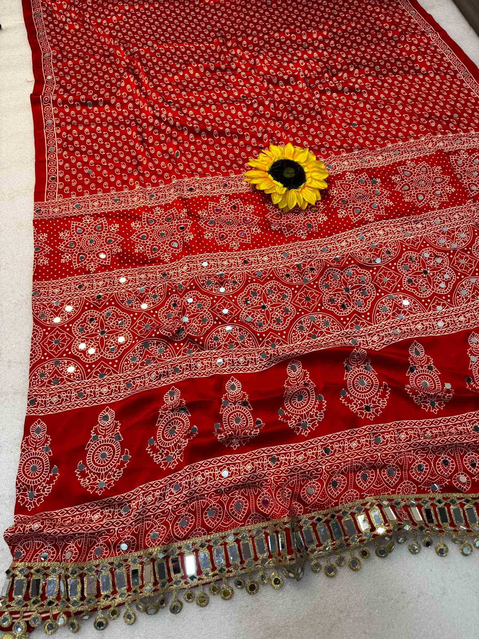 Gajji Silk Ajrakh Saree