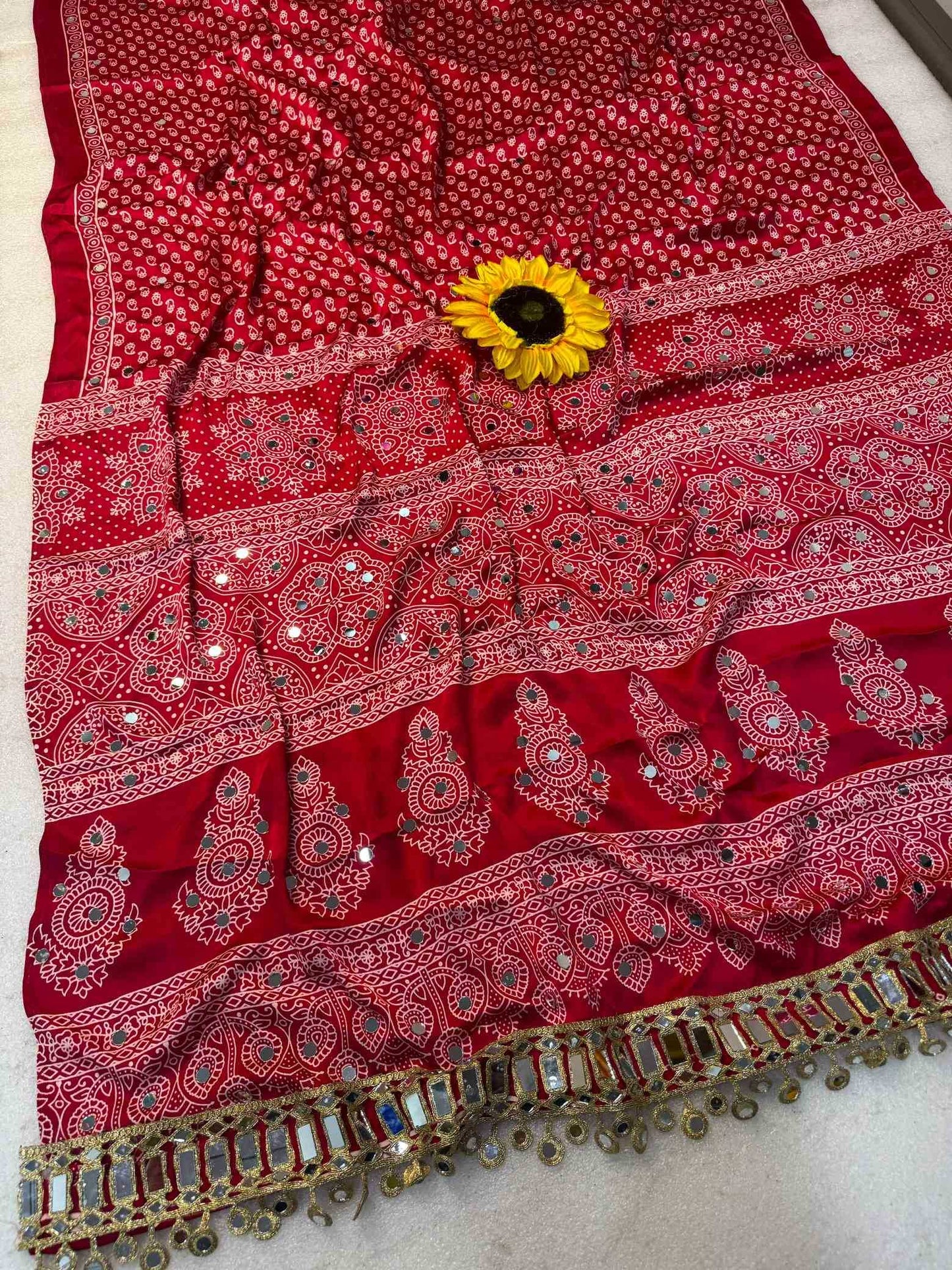 Gajji Silk Ajrakh Saree