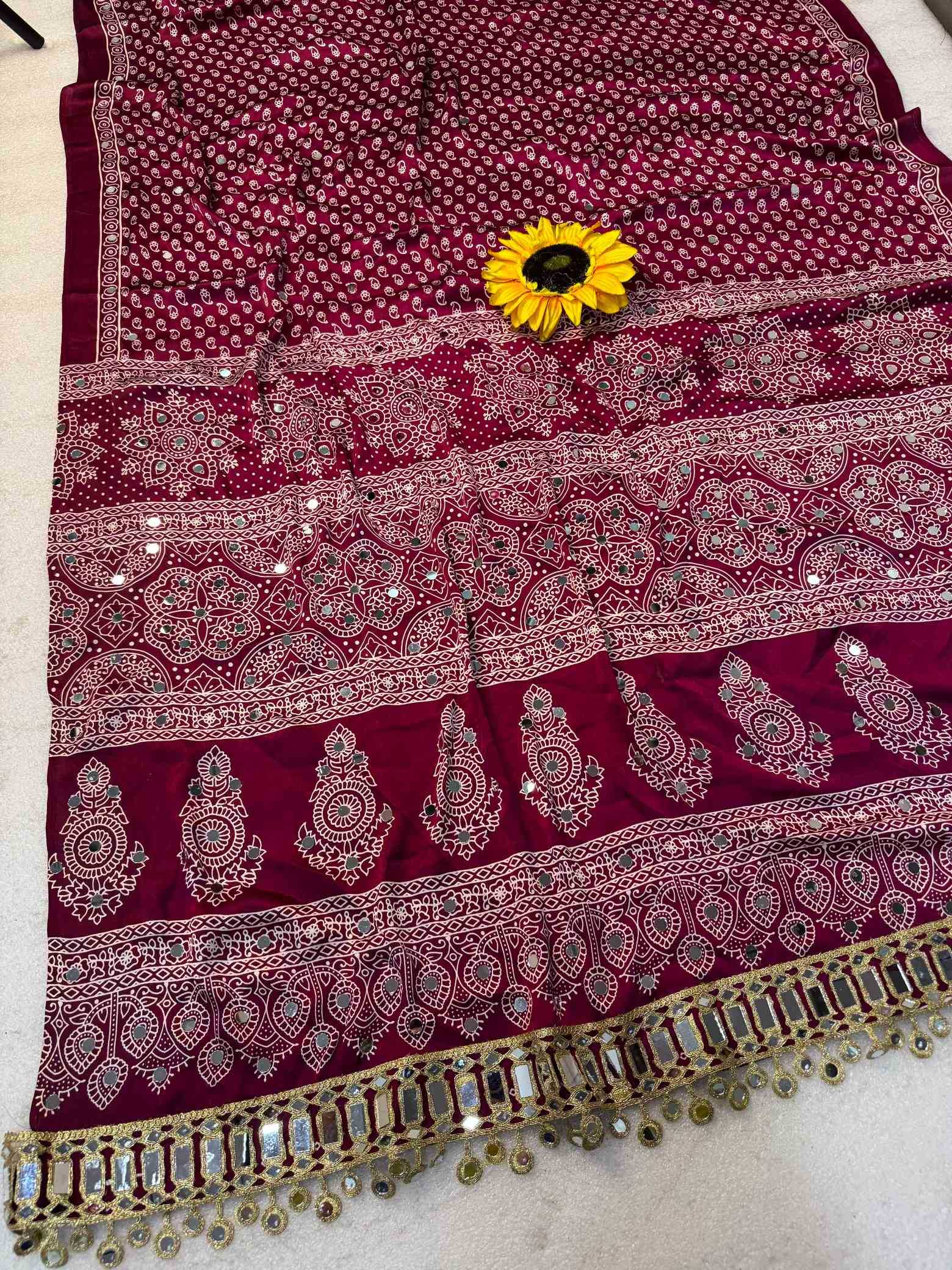 Gajji Silk Ajrakh Saree