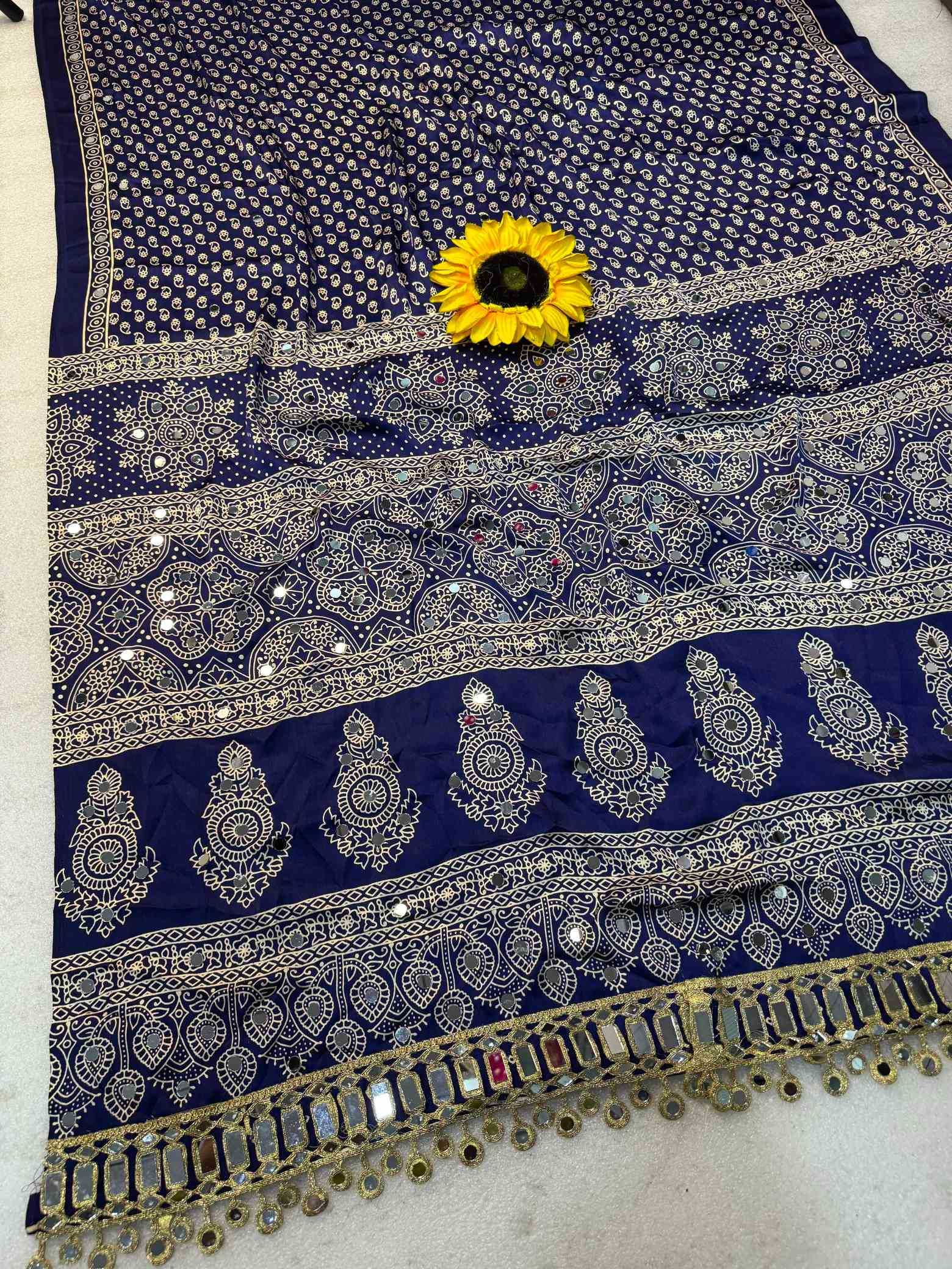 Gajji Silk Ajrakh Saree