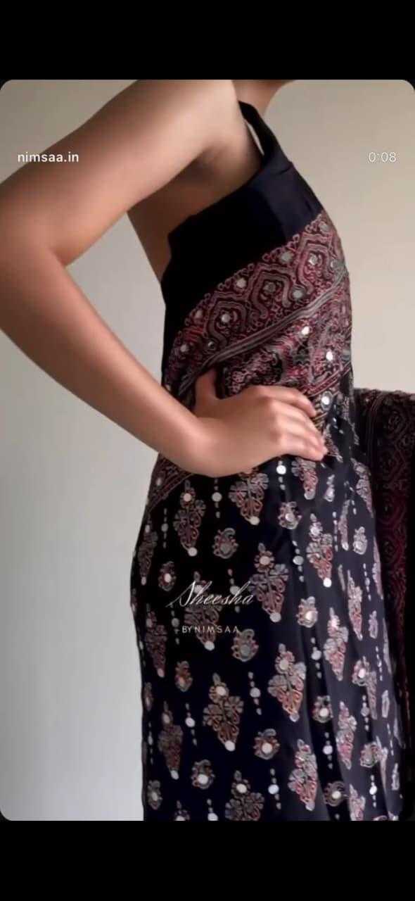 Gajji Silk Ajrakh Saree