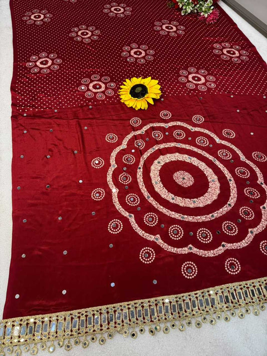 Gajji Silk Ajrakh Saree