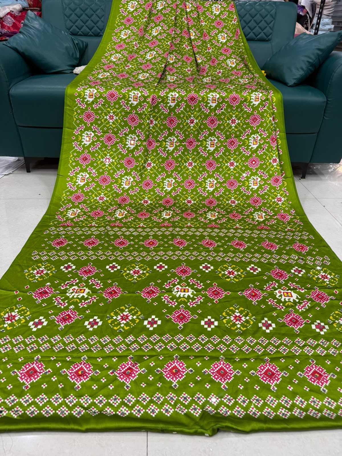 Gajji Silk Mirror Work Saree