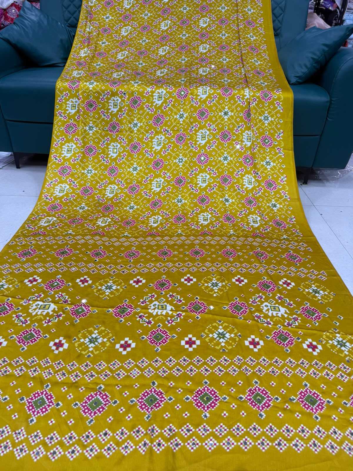 Gajji Silk Mirror Work Saree