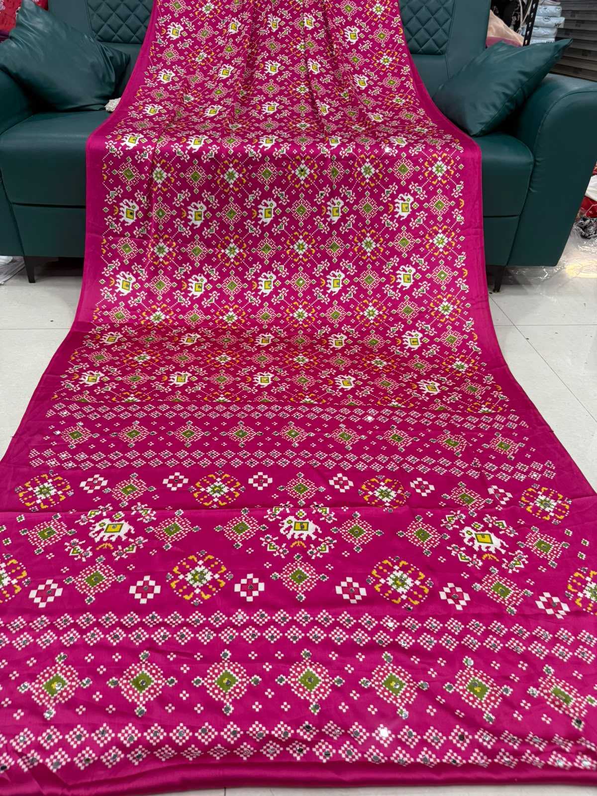 Gajji Silk Mirror Work Saree