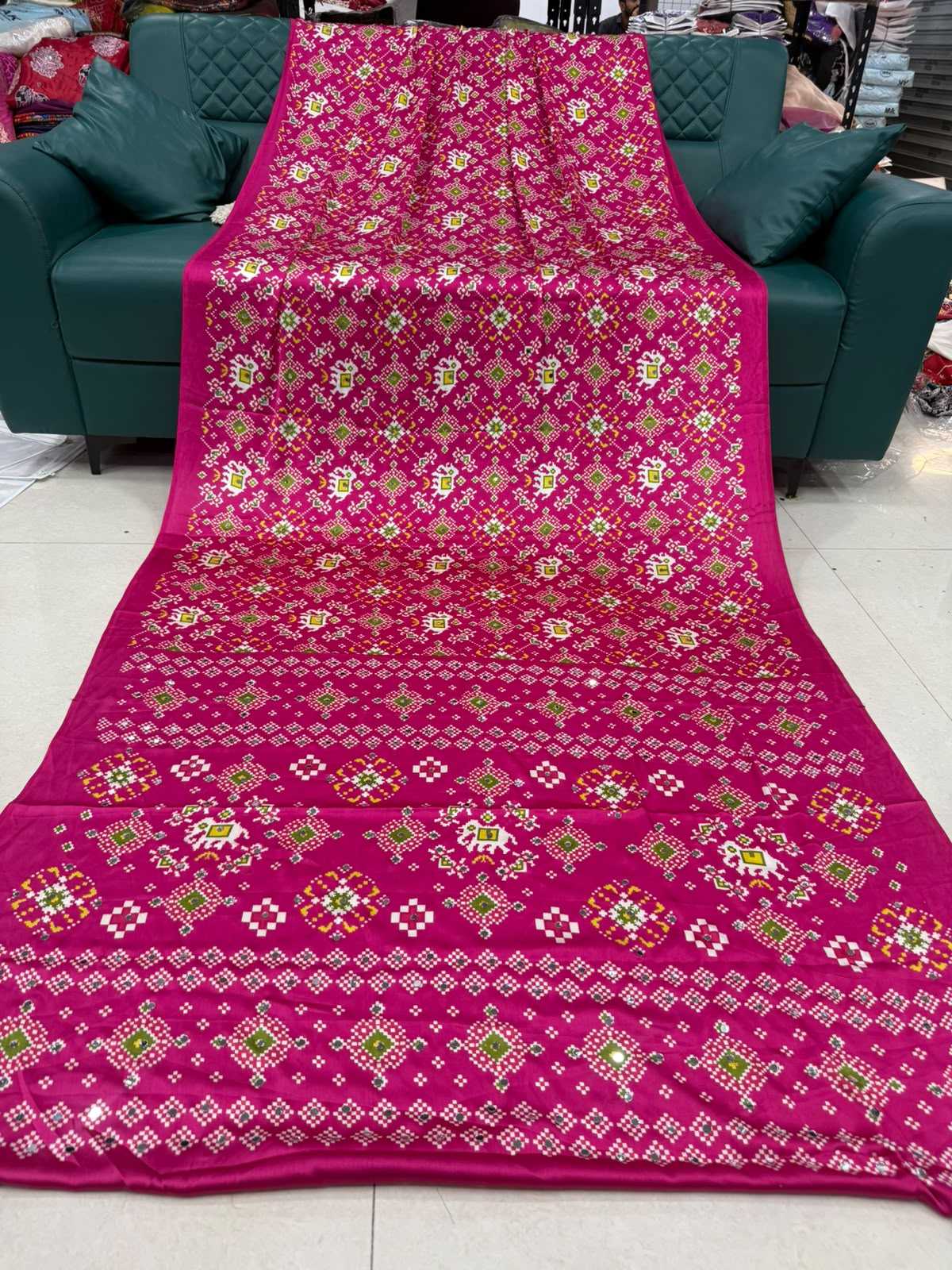 Gajji Silk Mirror Work Saree
