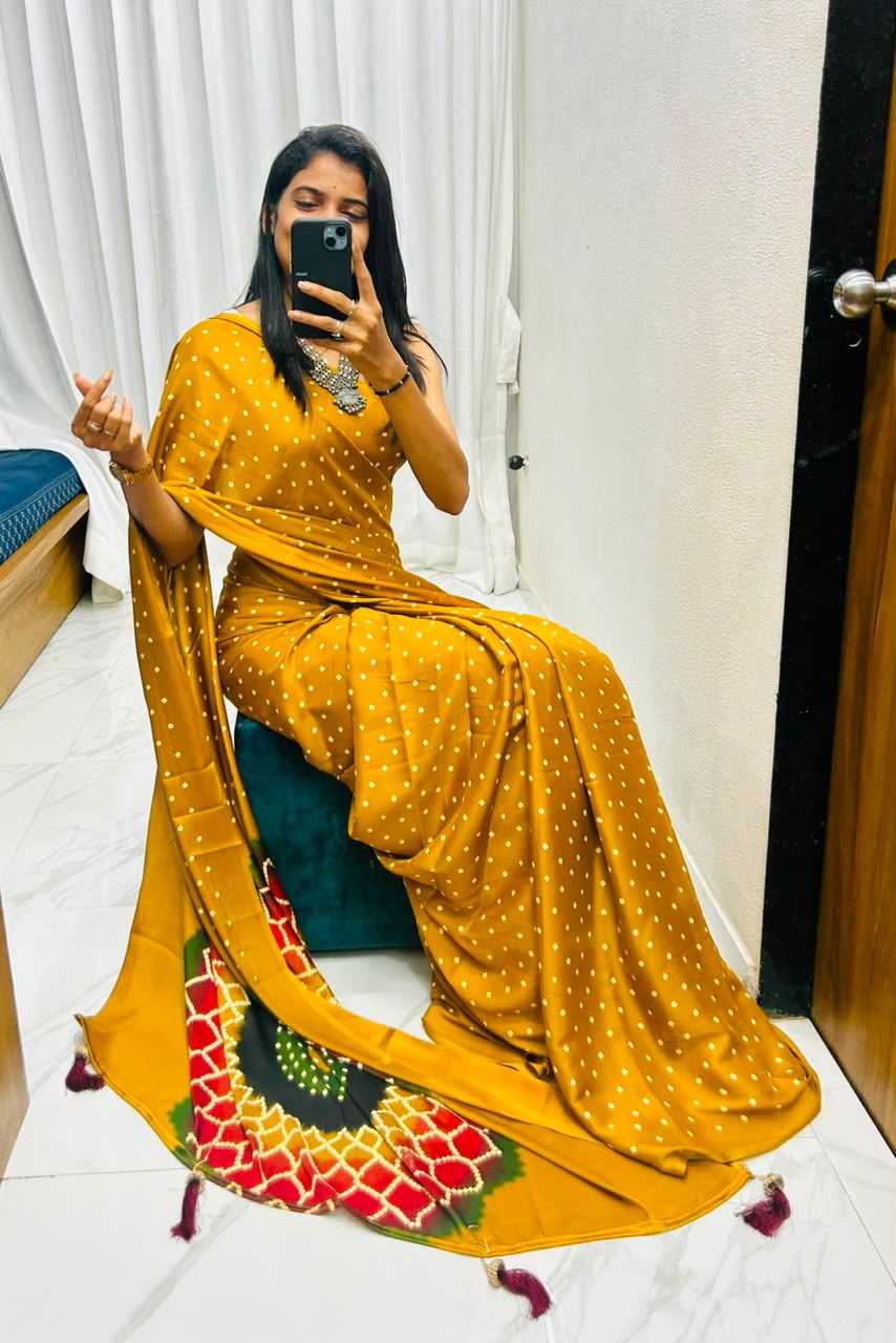 Gajji Silk Ajrakh Saree