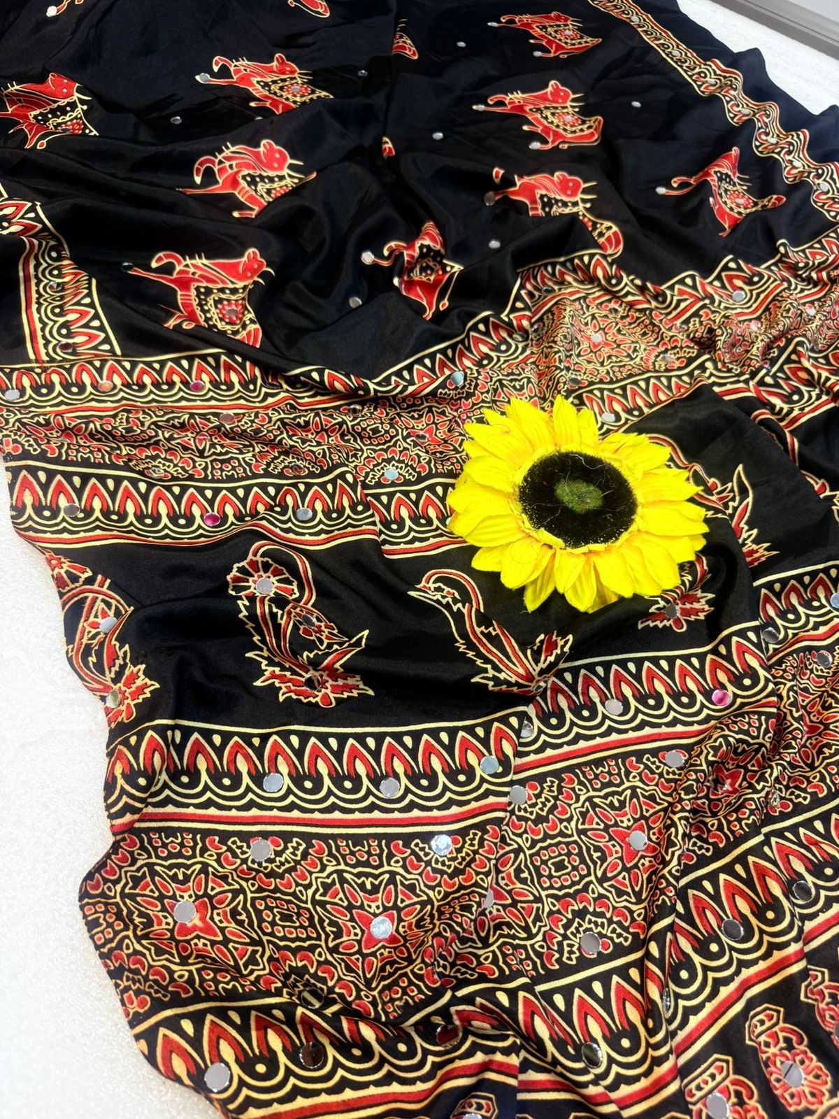 Gajji Silk Ajrakh Saree
