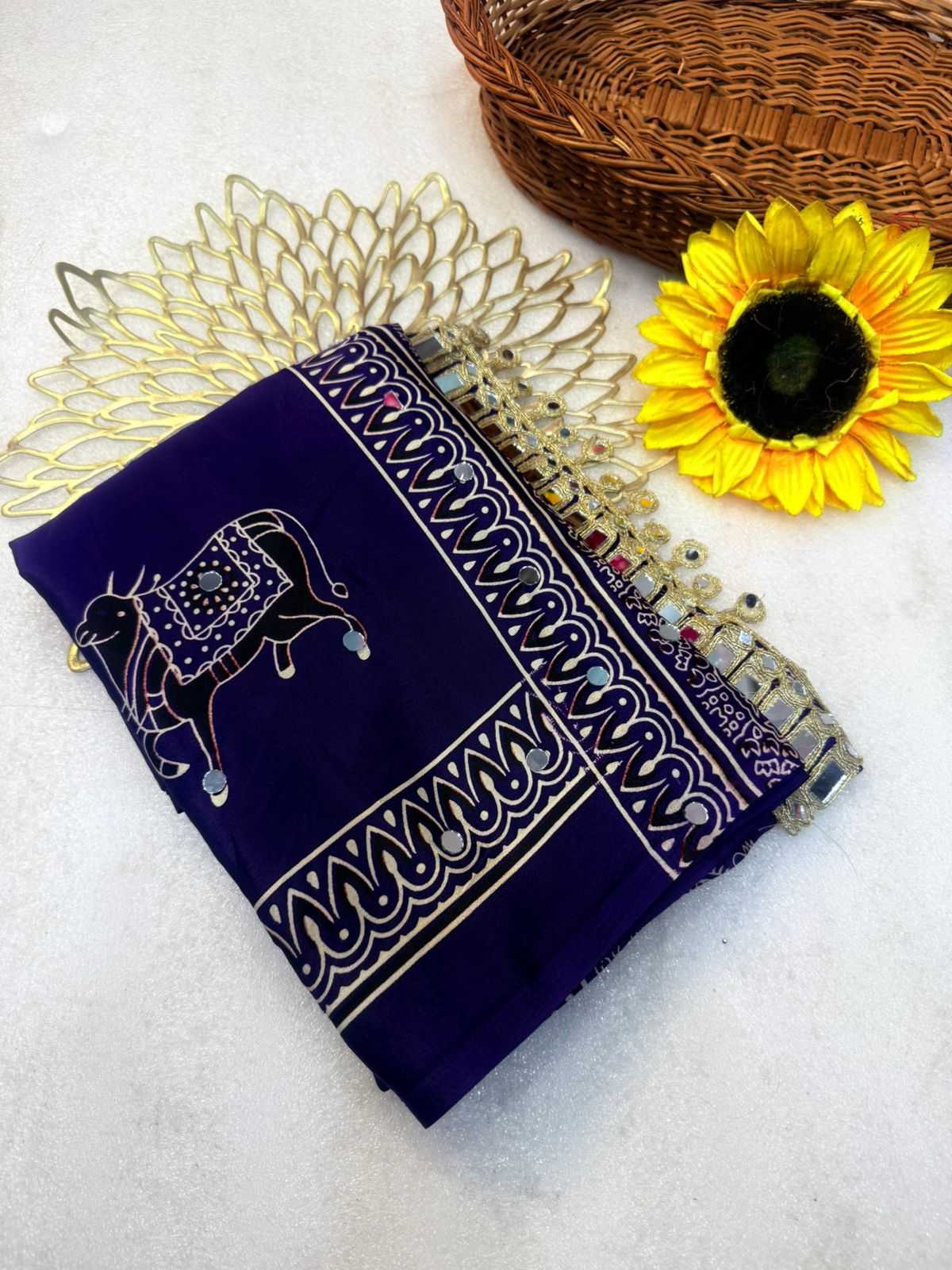 Gajji Silk Ajrakh Saree