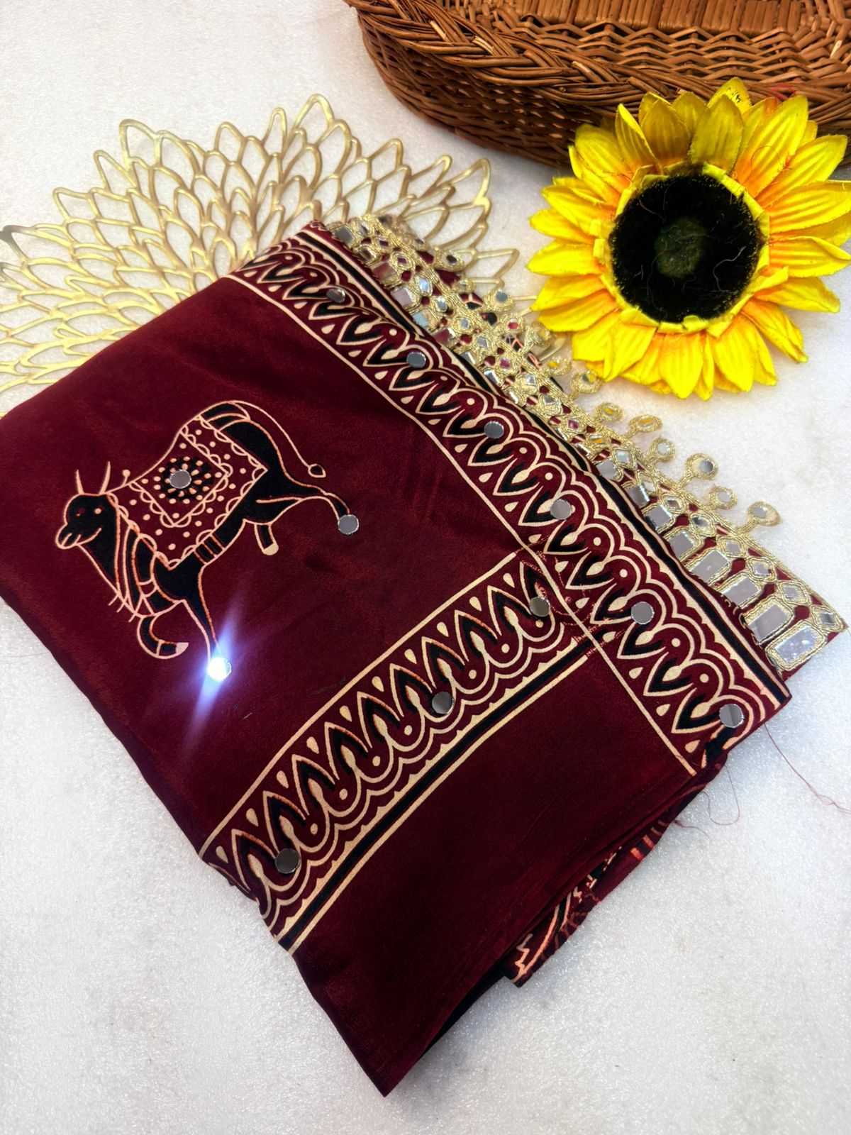 Gajji Silk Ajrakh Saree