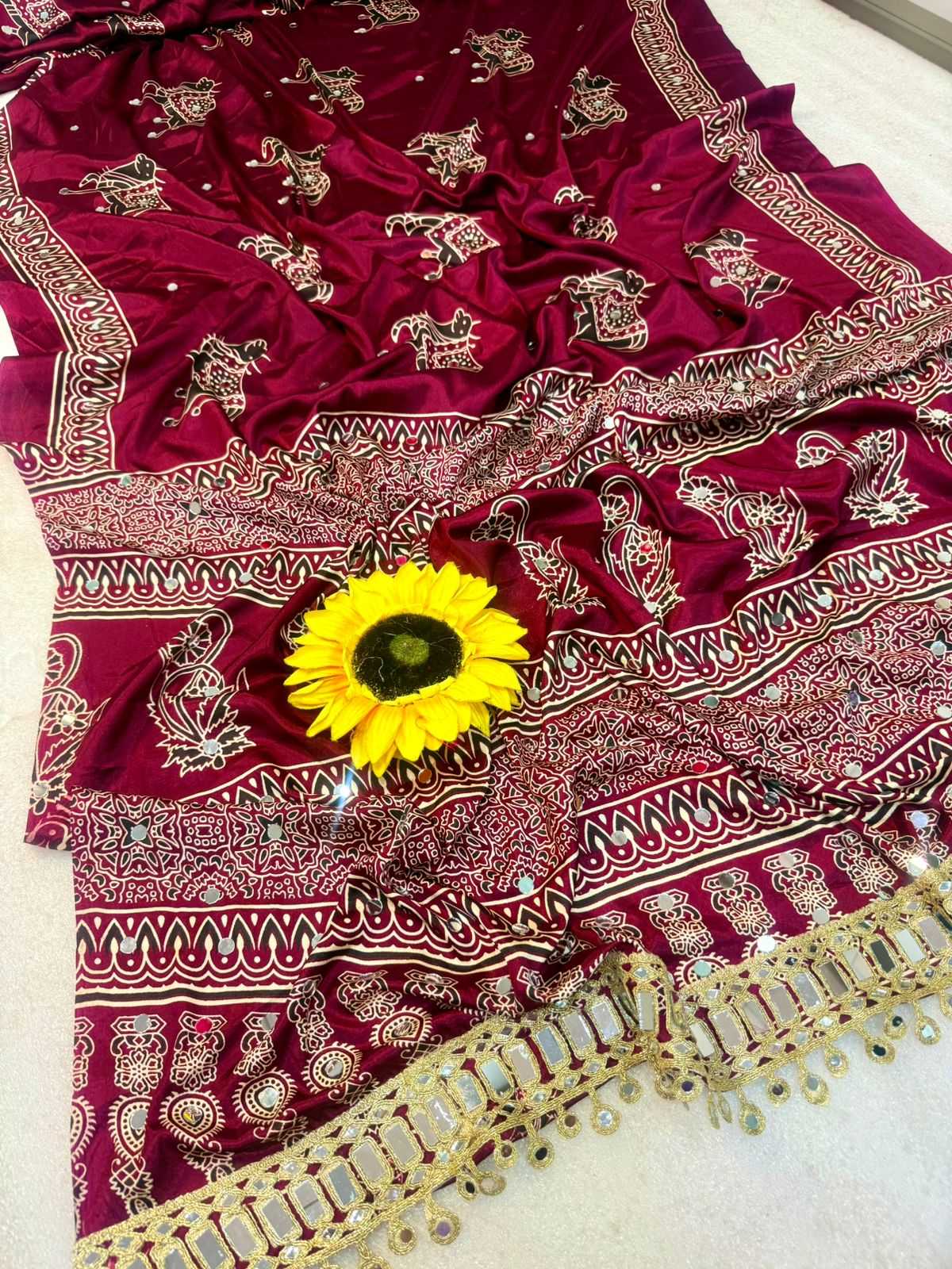 Gajji Silk Ajrakh Saree