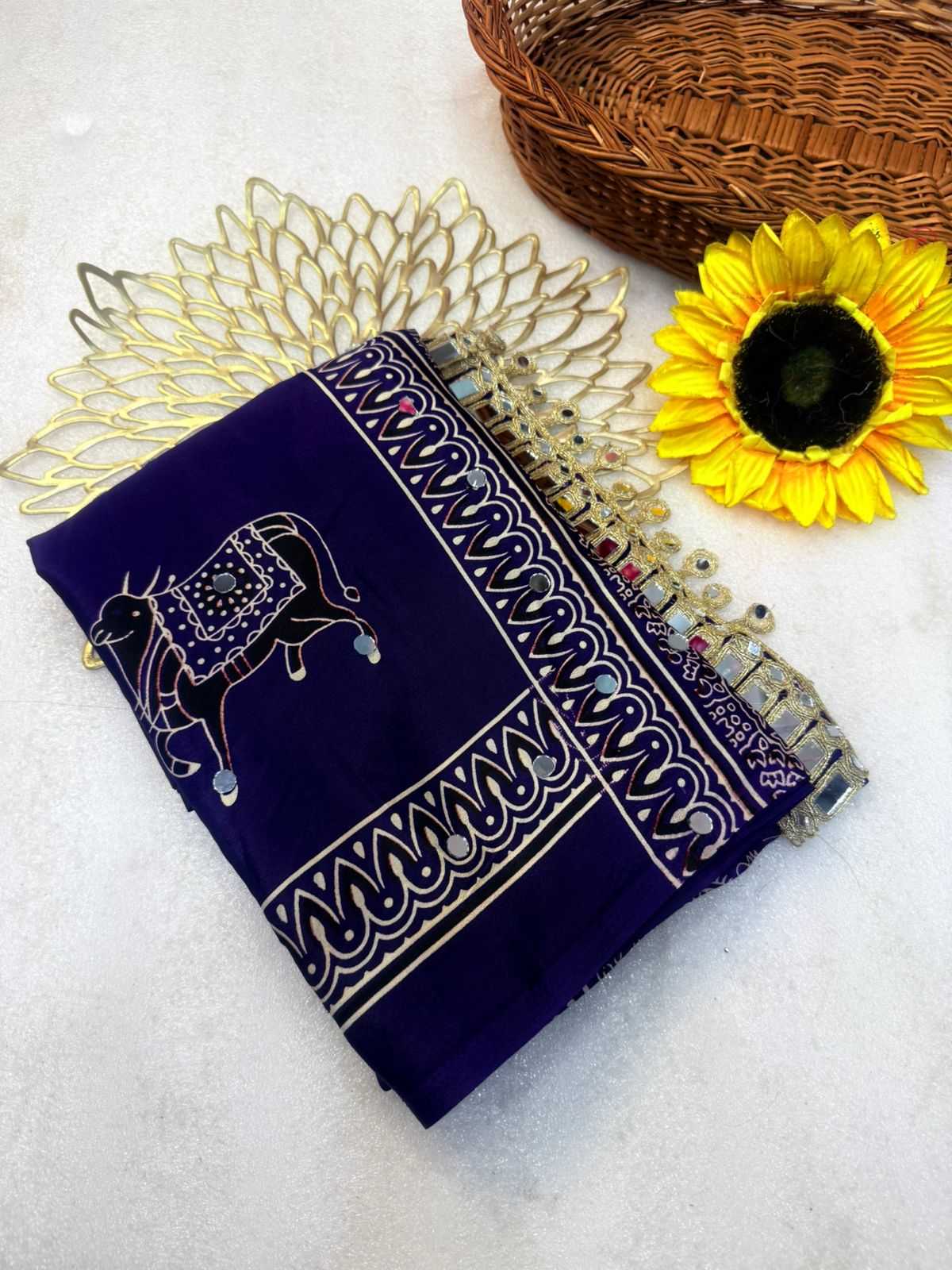 Gajji Silk Ajrakh Saree