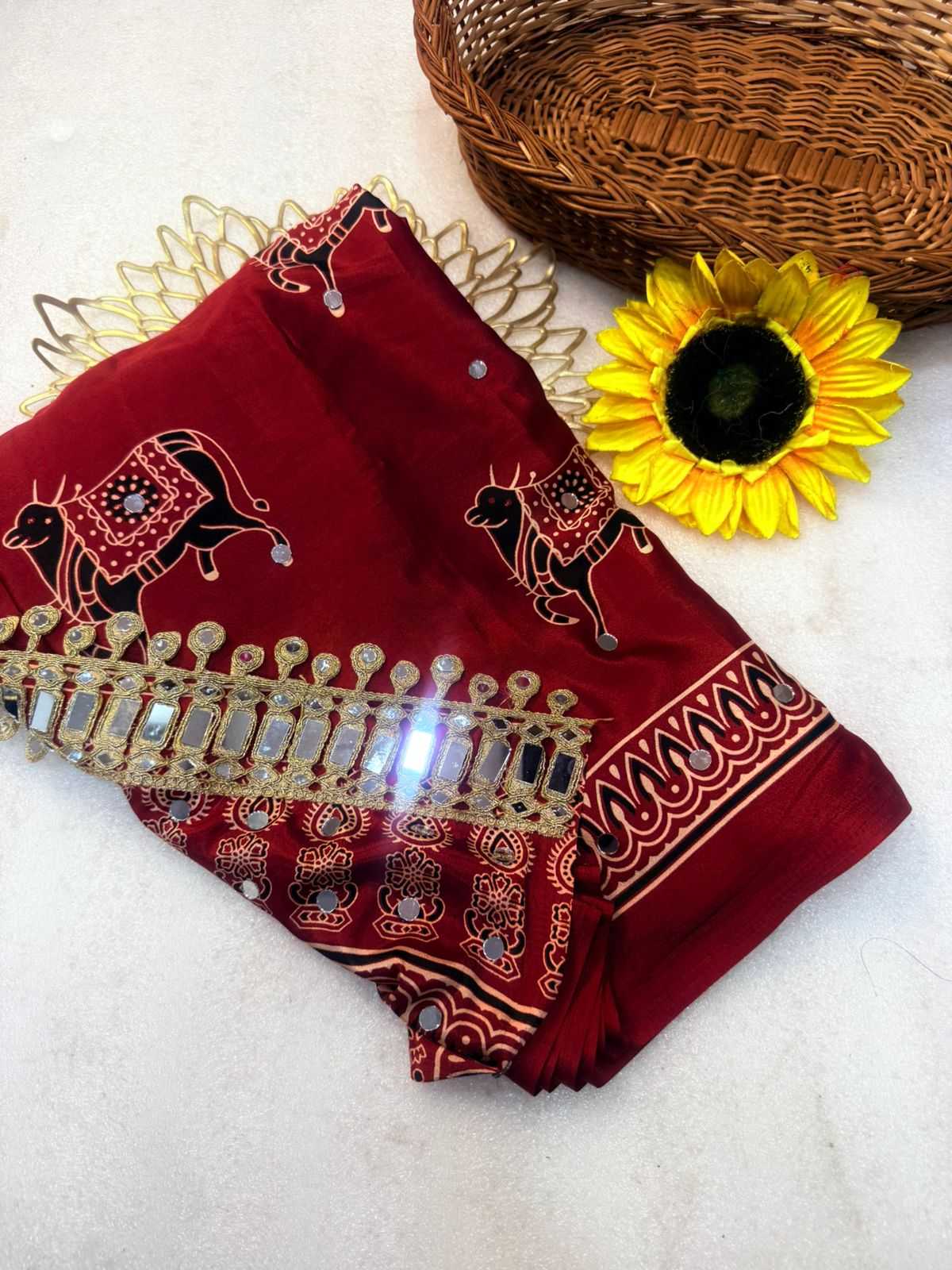 Gajji Silk Ajrakh Saree