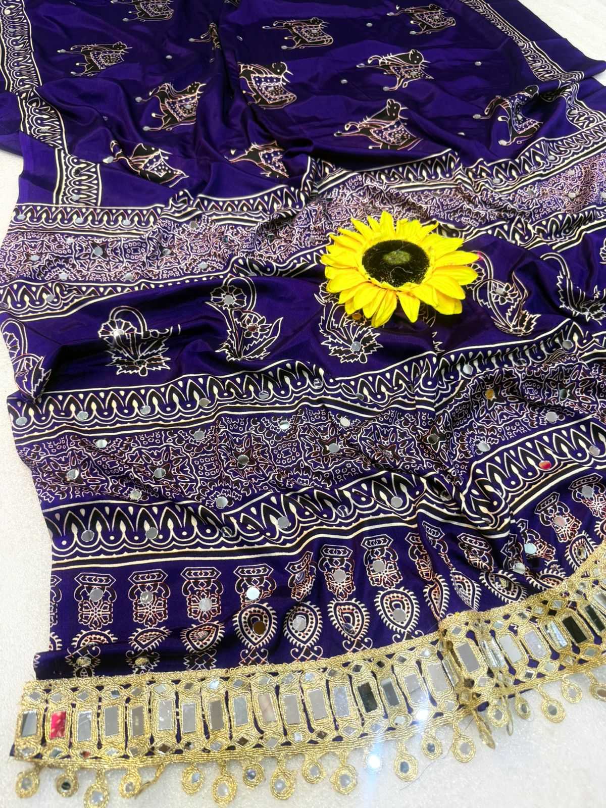 Gajji Silk Ajrakh Saree