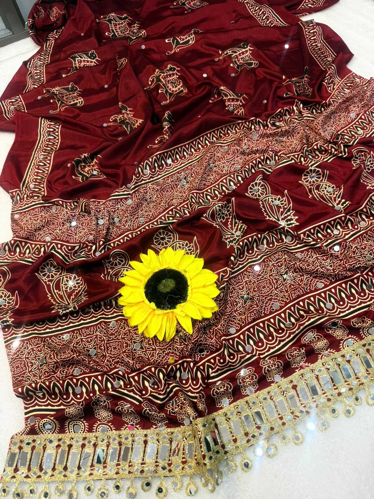 Gajji Silk Ajrakh Saree
