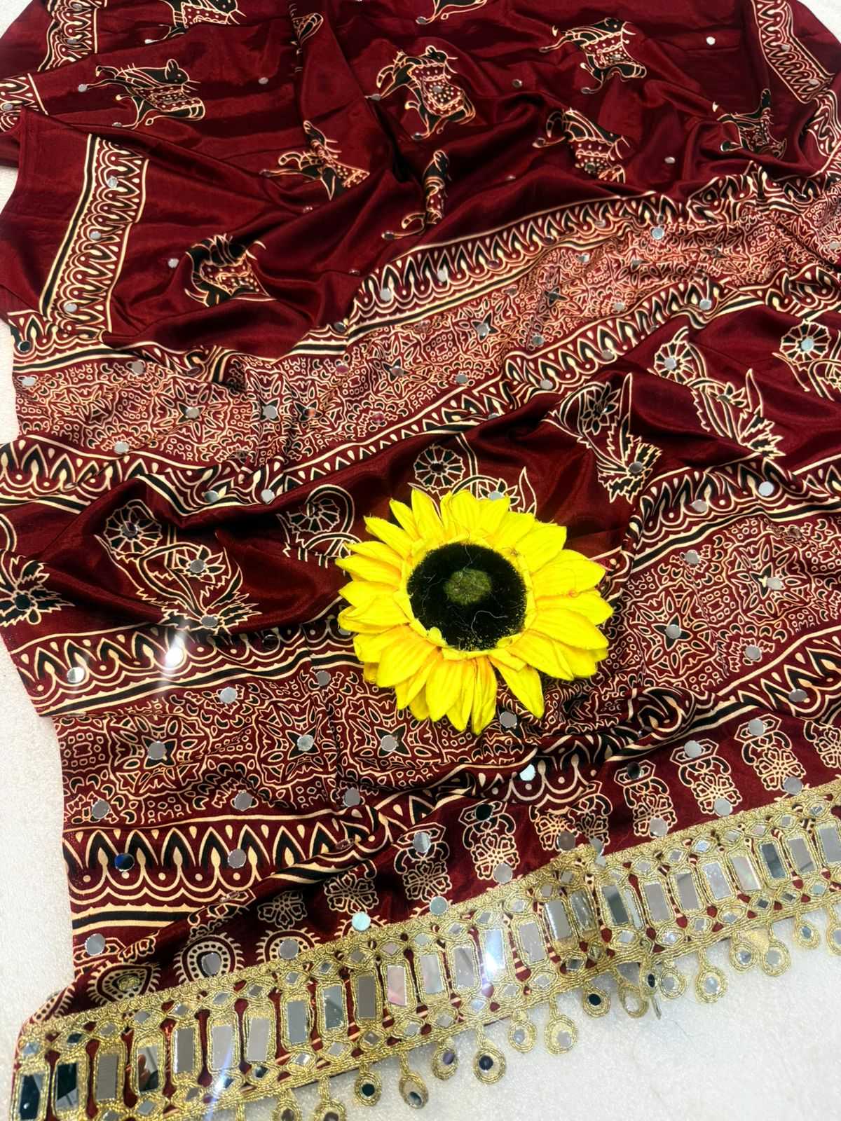 Gajji Silk Ajrakh Saree
