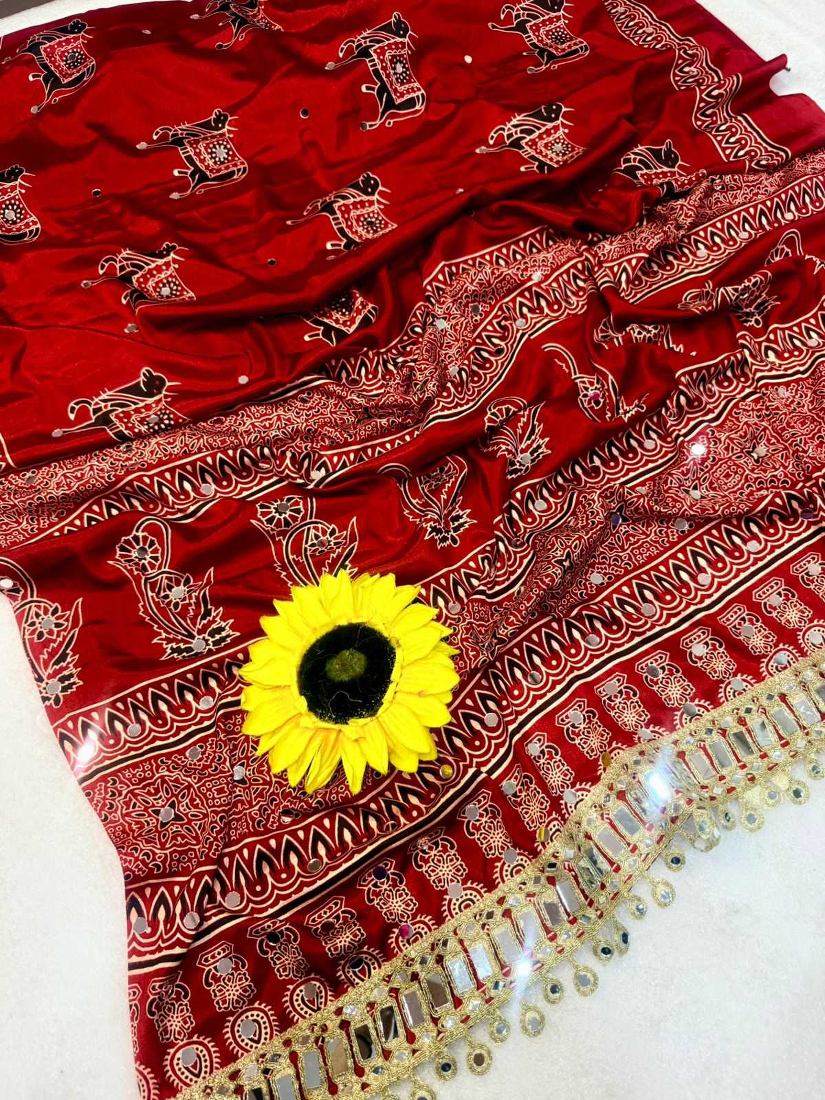 Gajji Silk Ajrakh Saree