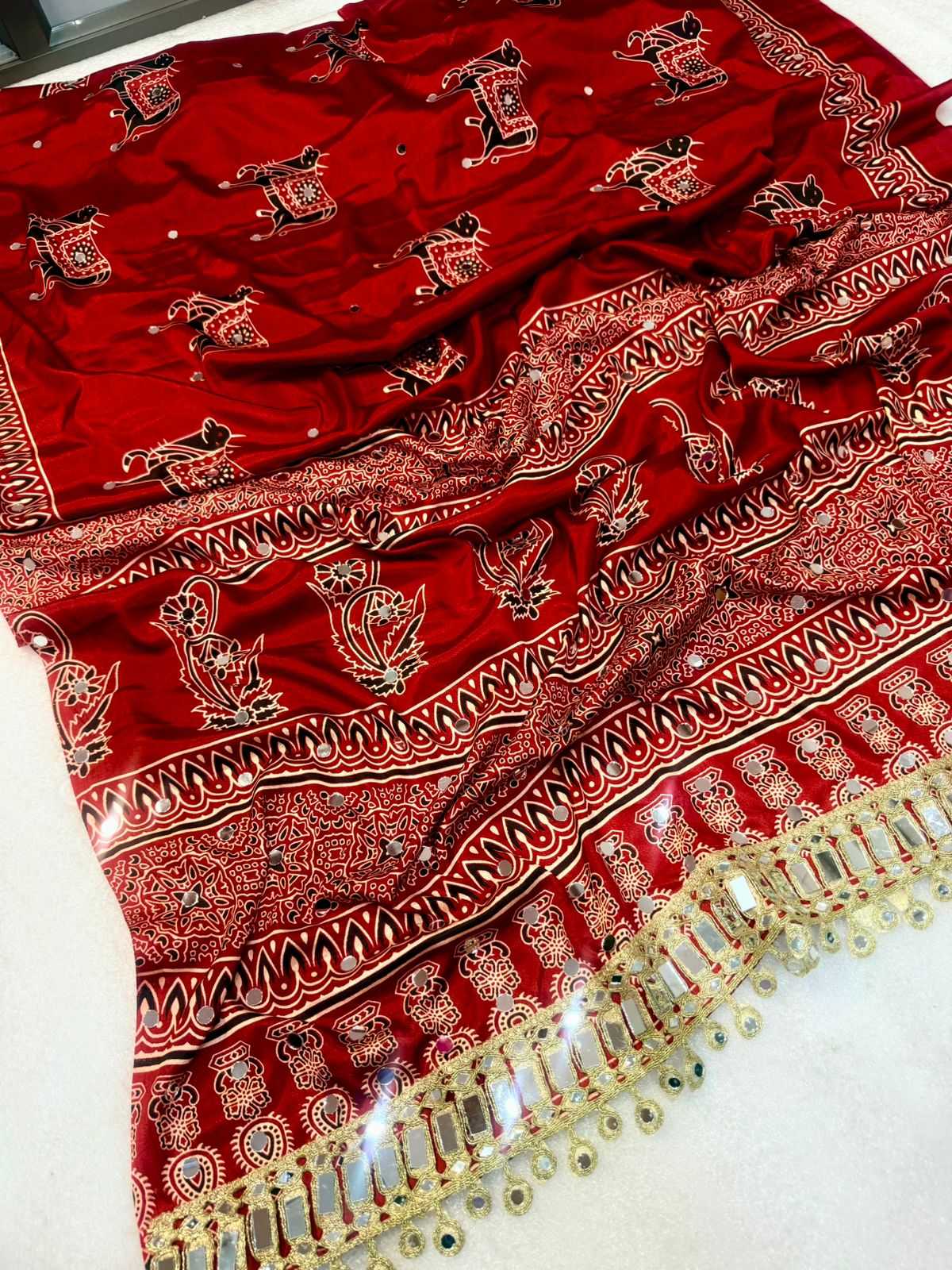 Gajji Silk Ajrakh Saree